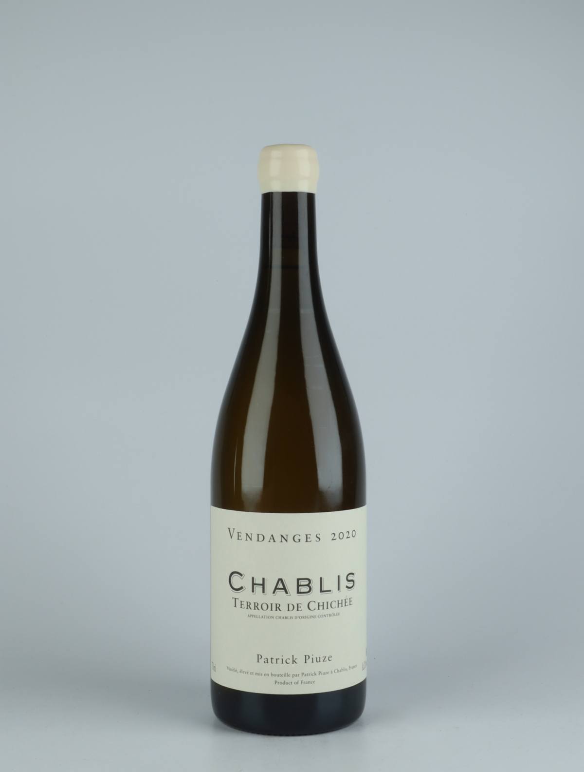 A bottle 2020 Chablis - Terroir de Chichée White wine from Patrick Piuze, Burgundy in France