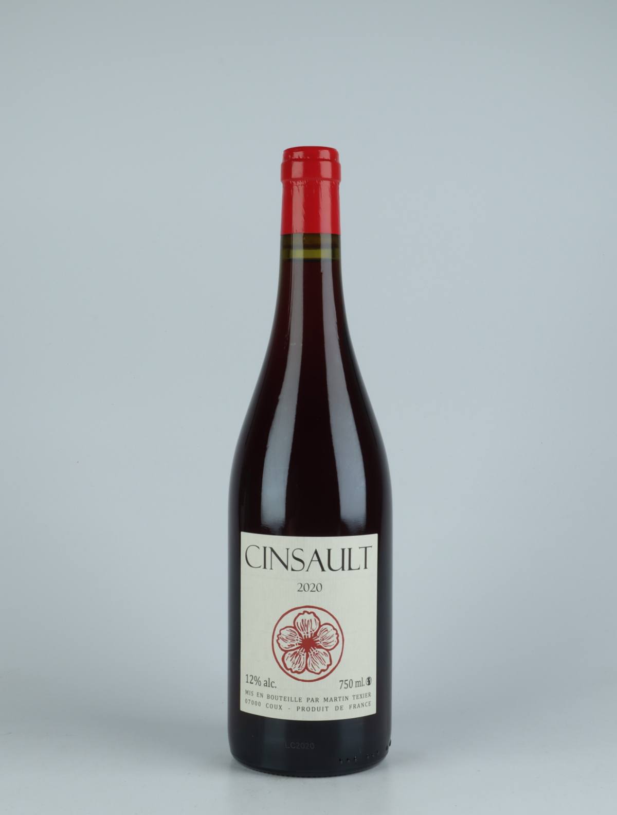 A bottle 2020 Cinsault Red wine from Martin Texier, Rhône in France