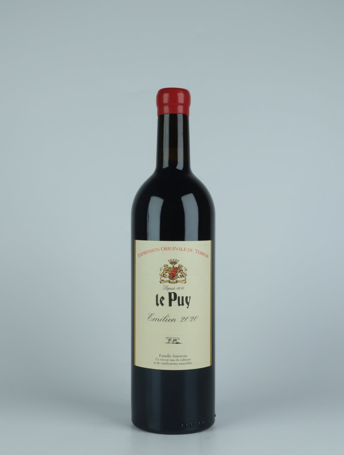 A bottle 2020 Emilien Red wine from Château le Puy, Bordeaux in France