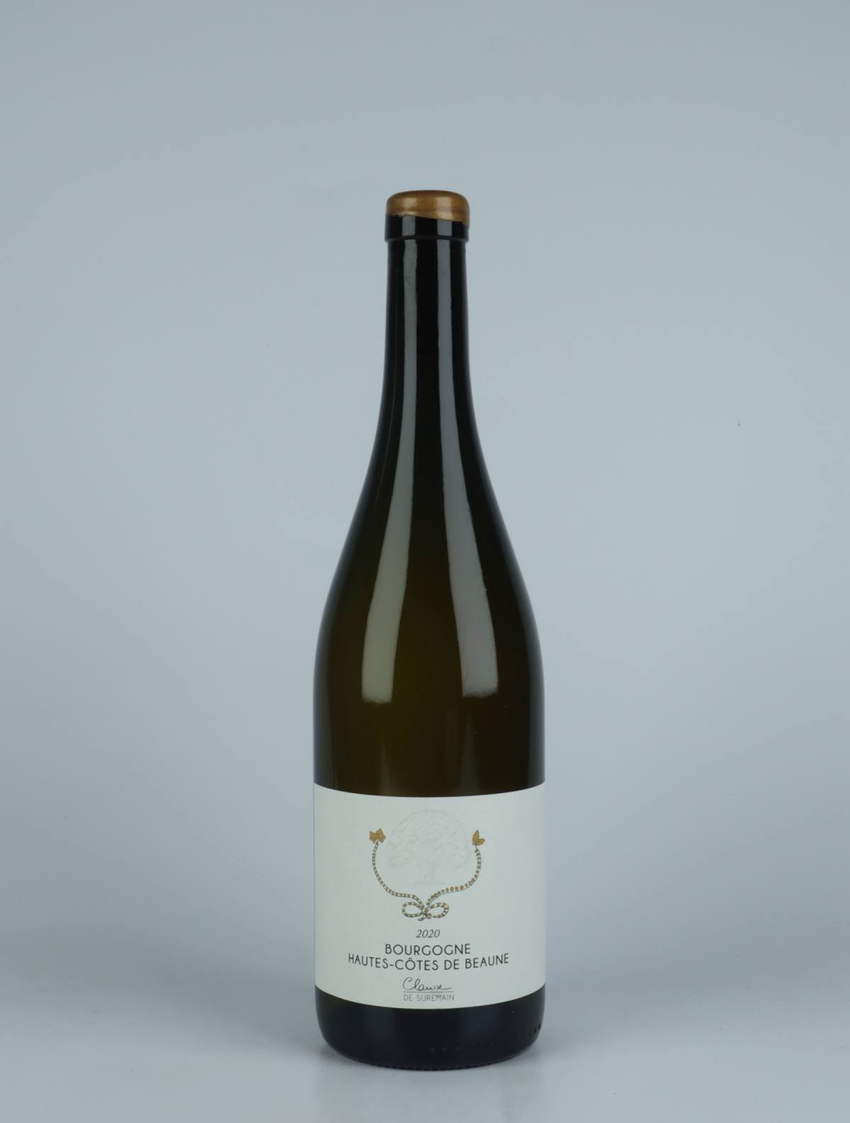 A bottle 2020 Hautes-Côtes de Beaune Blanc White wine from Clarisse de Suremain, Burgundy in France
