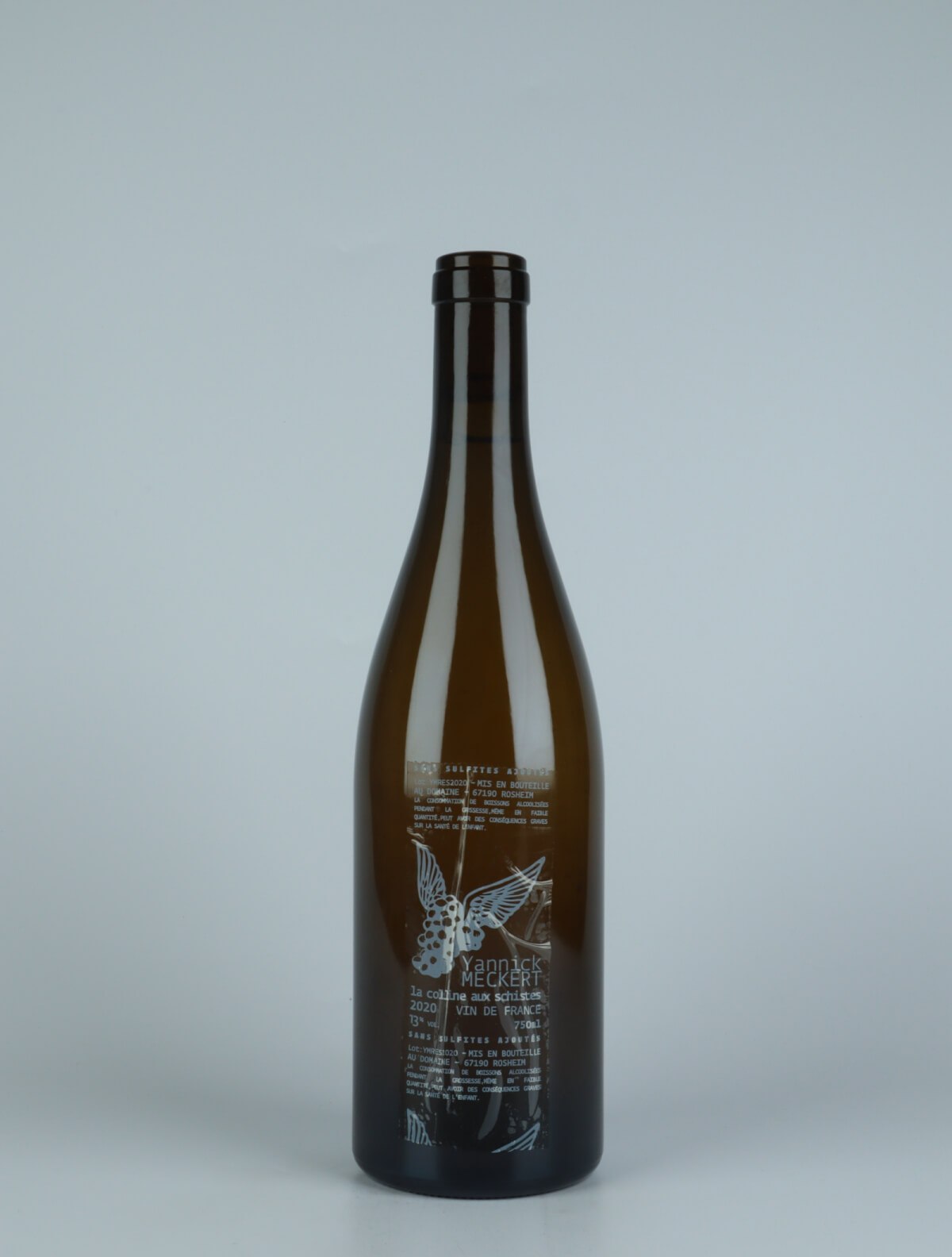 A bottle 2020 La Colline aux Schistes White wine from Yannick Meckert, Alsace in France