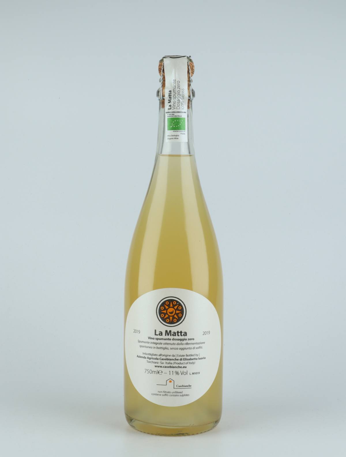 A bottle 2020 La Matta Sparkling from Casebianche, Campania in Italy