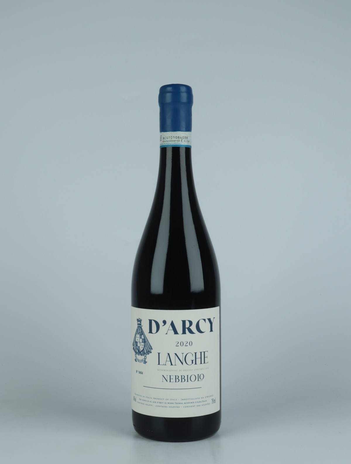 En flaske 2020 Langhe Nebbiolo Rødvin fra Azienda Agricola D'Arcy, Piemonte i Italien