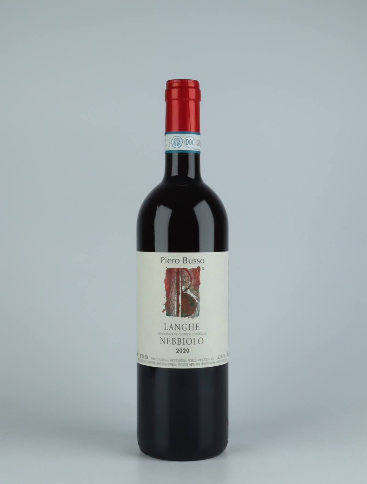 A bottle 2020 Langhe Nebbiolo Red wine from Piero Busso, Piedmont in Italy