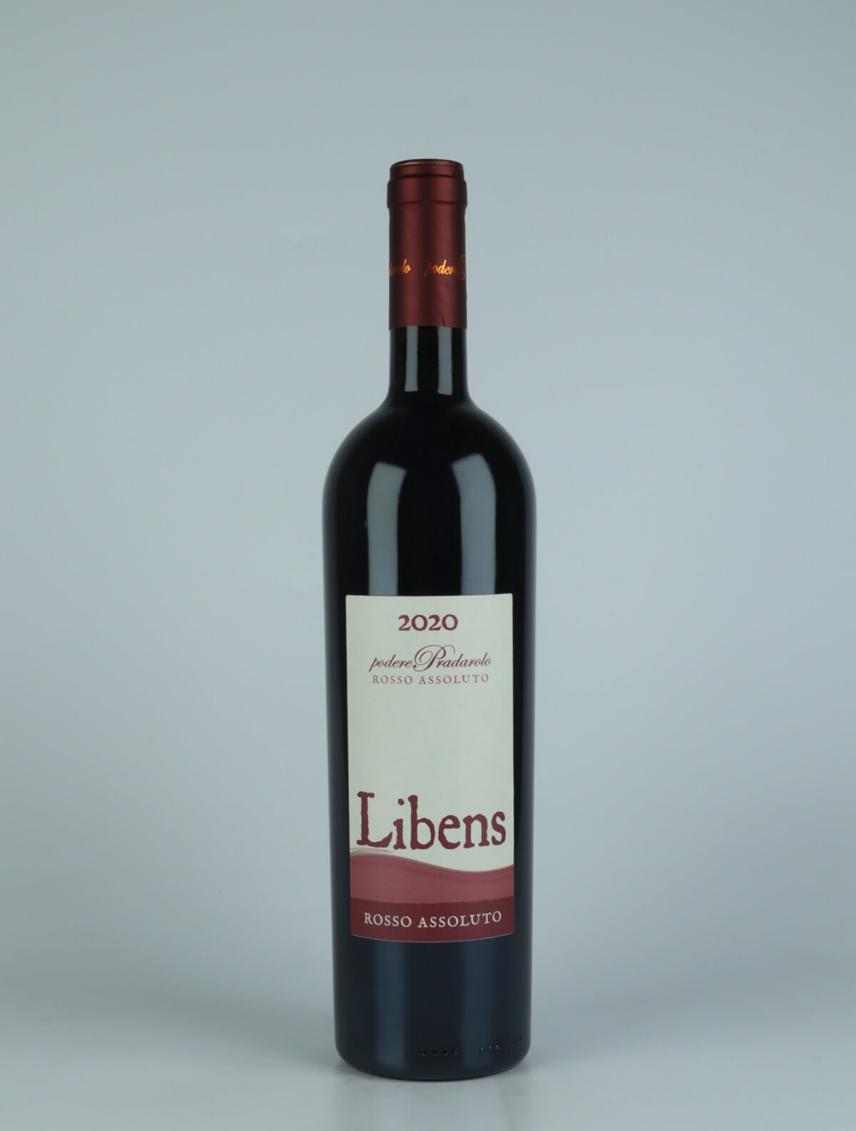 A bottle 2020 Libens - Rosso Assoluto Red wine from Podere Pradarolo, Emilia-Romagna in Italy