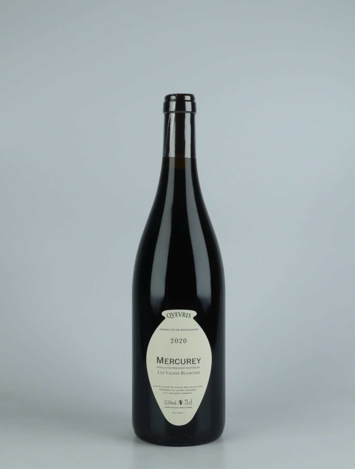 En flaske 2020 Mercurey - Les Vignes Blanches - Qvevris Rødvin fra Frédéric Cossard, Bourgogne i Frankrig