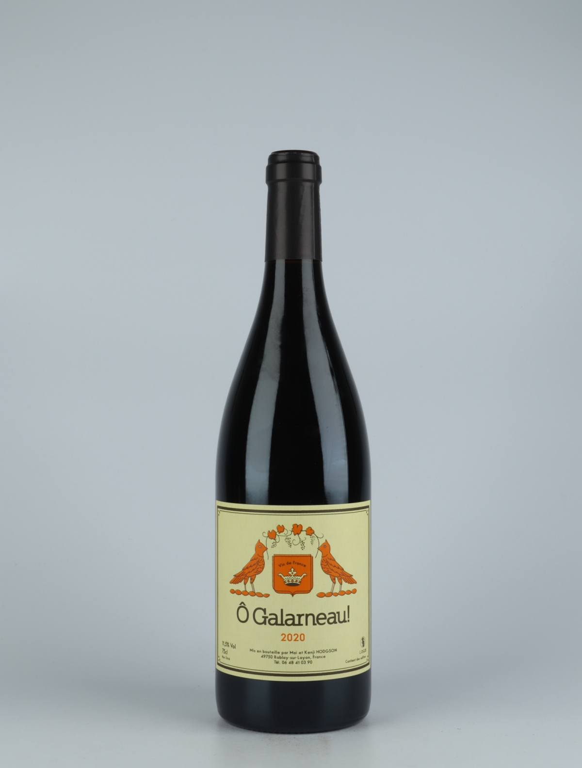 En flaske 2020 Ô Galarneau! Rødvin fra Mai et Kenji Hodgson, Loire i Frankrig
