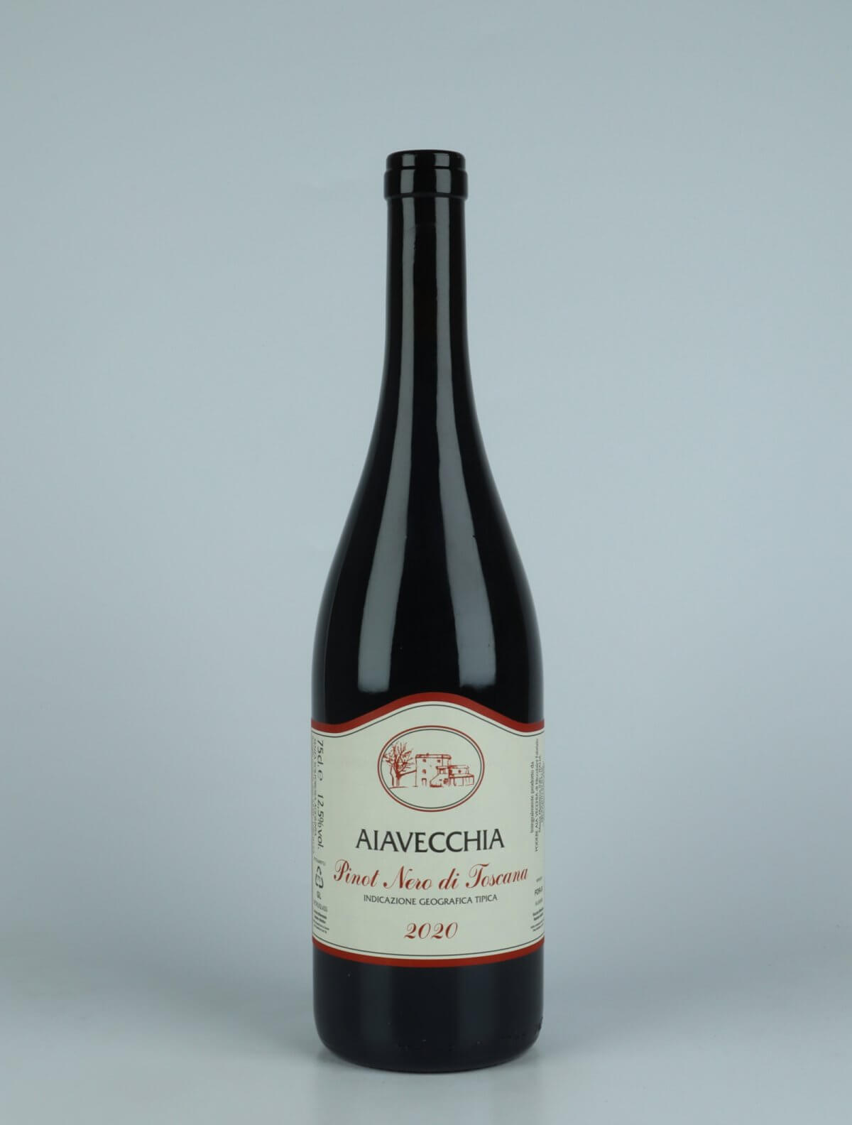A bottle 2020 Pinot Nero Red wine from Aia Vecchia, Tuscany in Italy