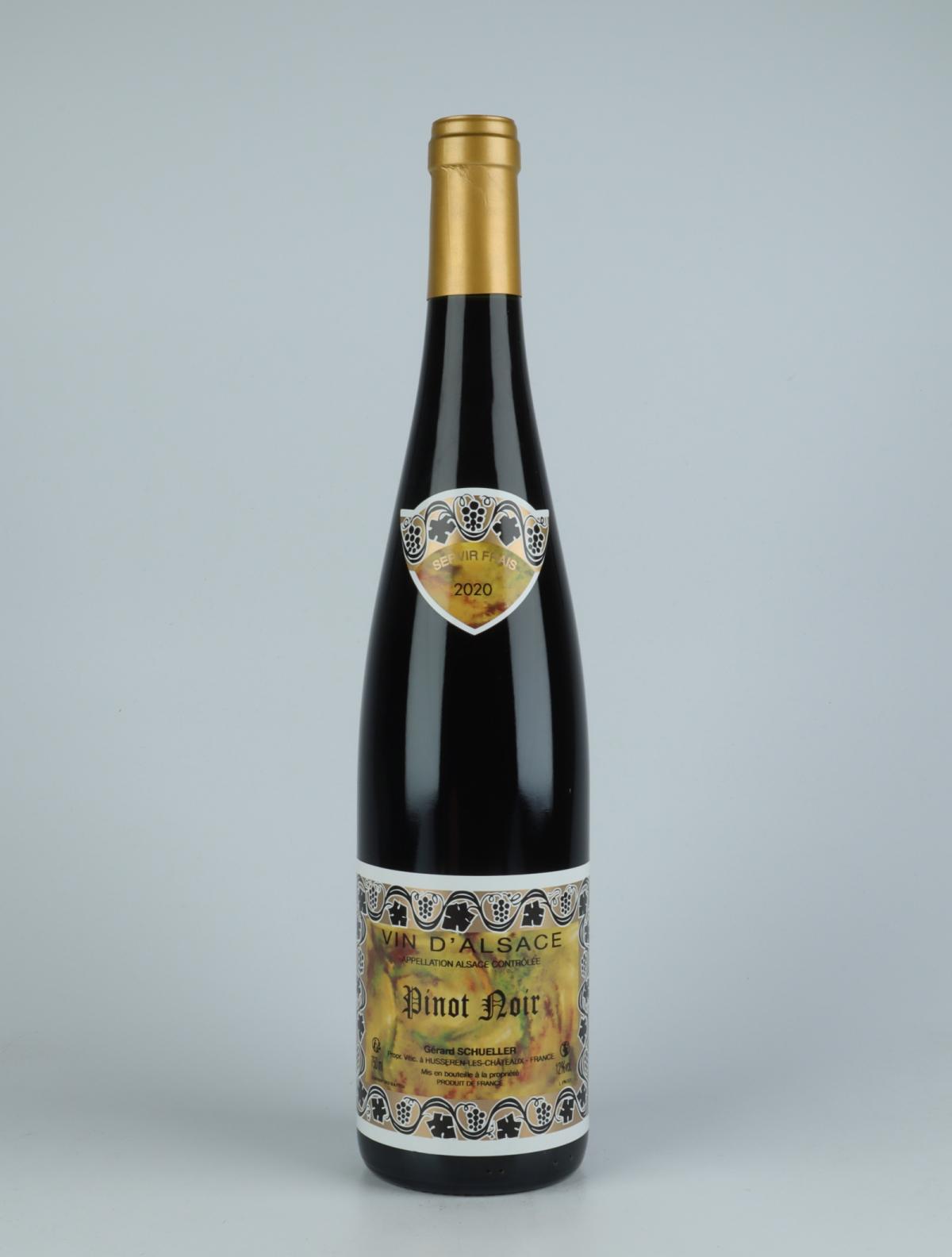 A bottle 2020 Pinot Noir Red wine from Gérard Schueller, Alsace in France