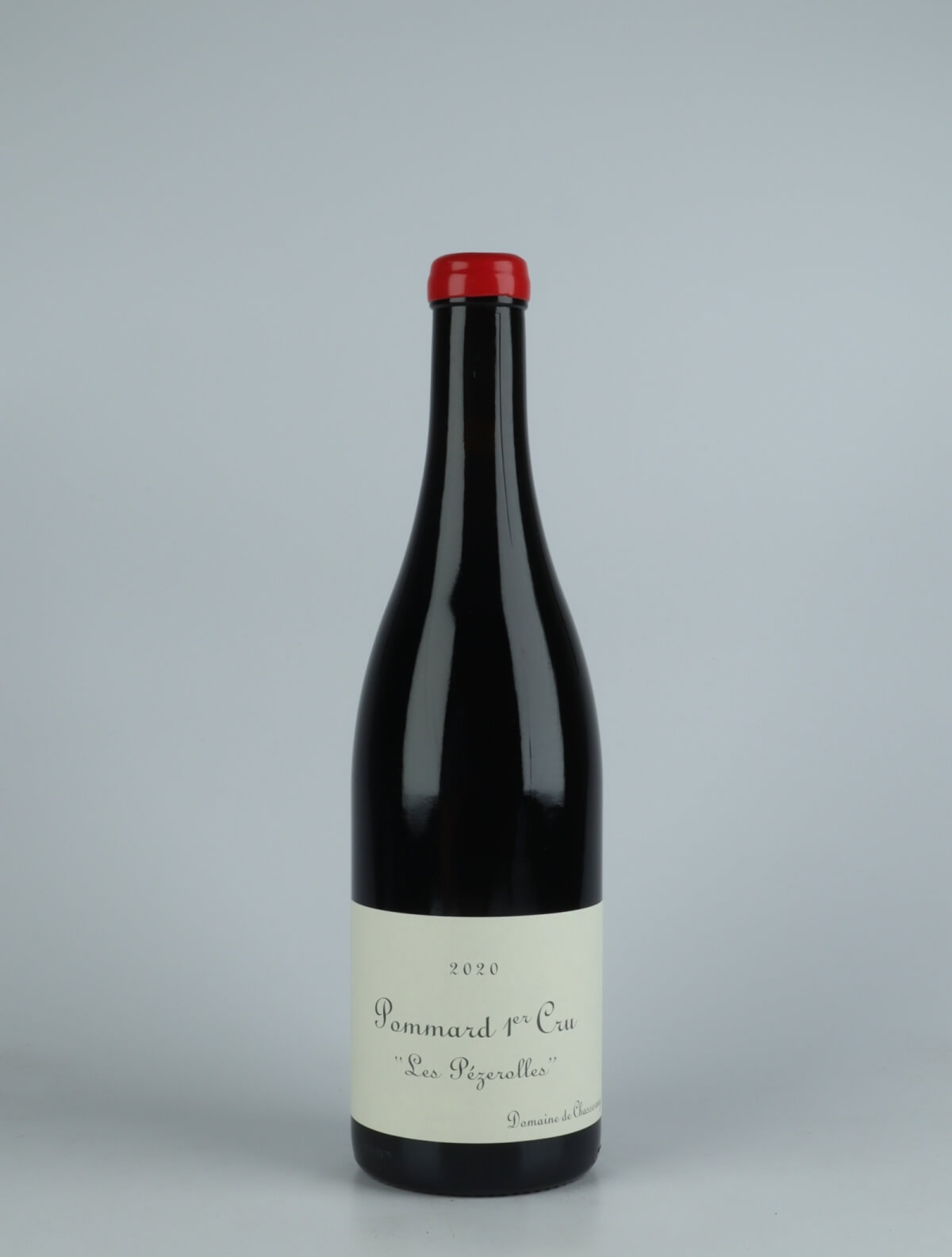 A bottle 2020 Pommard 1. Cru Les Pezzerolles Red wine from Domaine de Chassorney, Burgundy in France