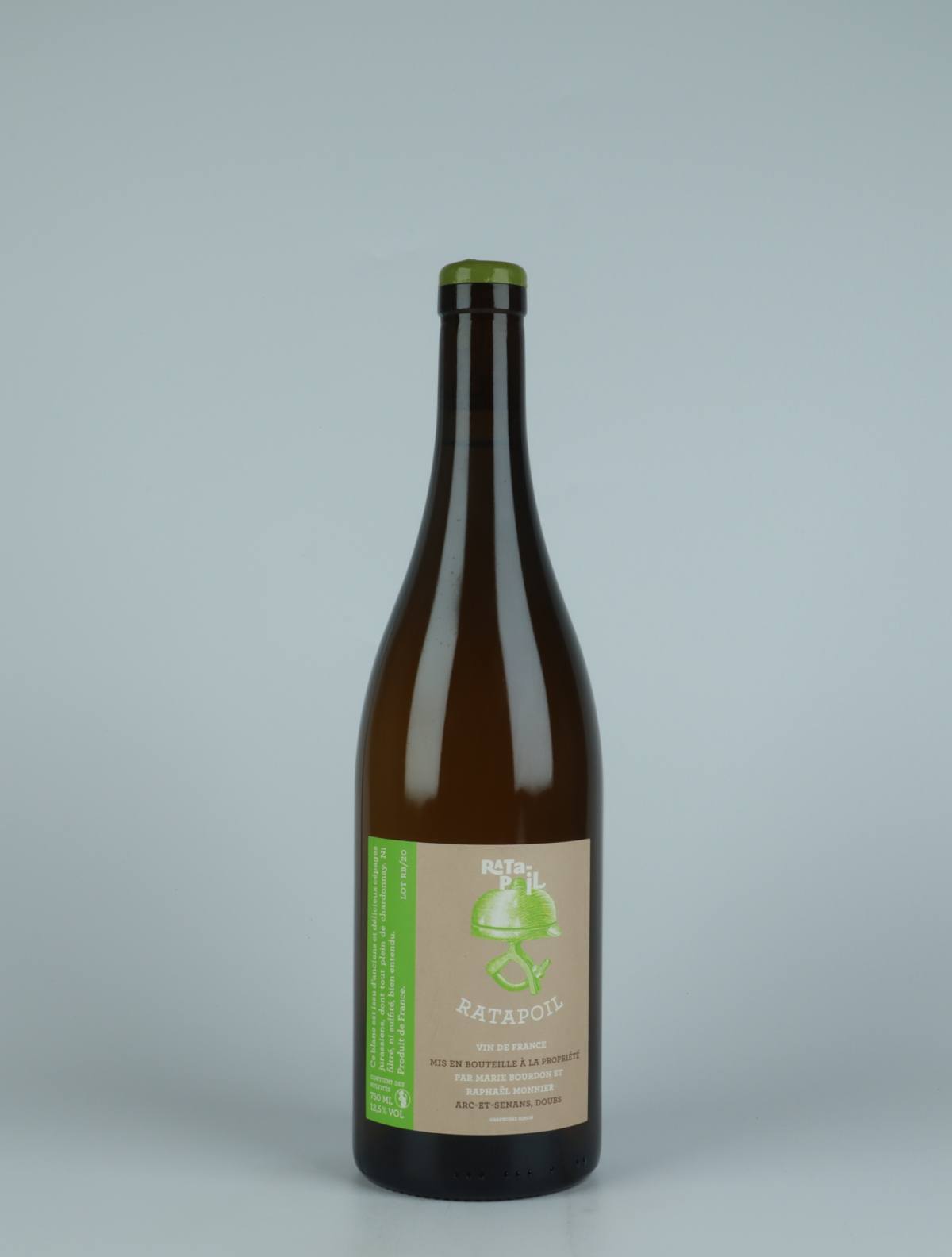 A bottle 2020 Ratapoil Blanc (Green label) White wine from Domaine Ratapoil, Jura in France