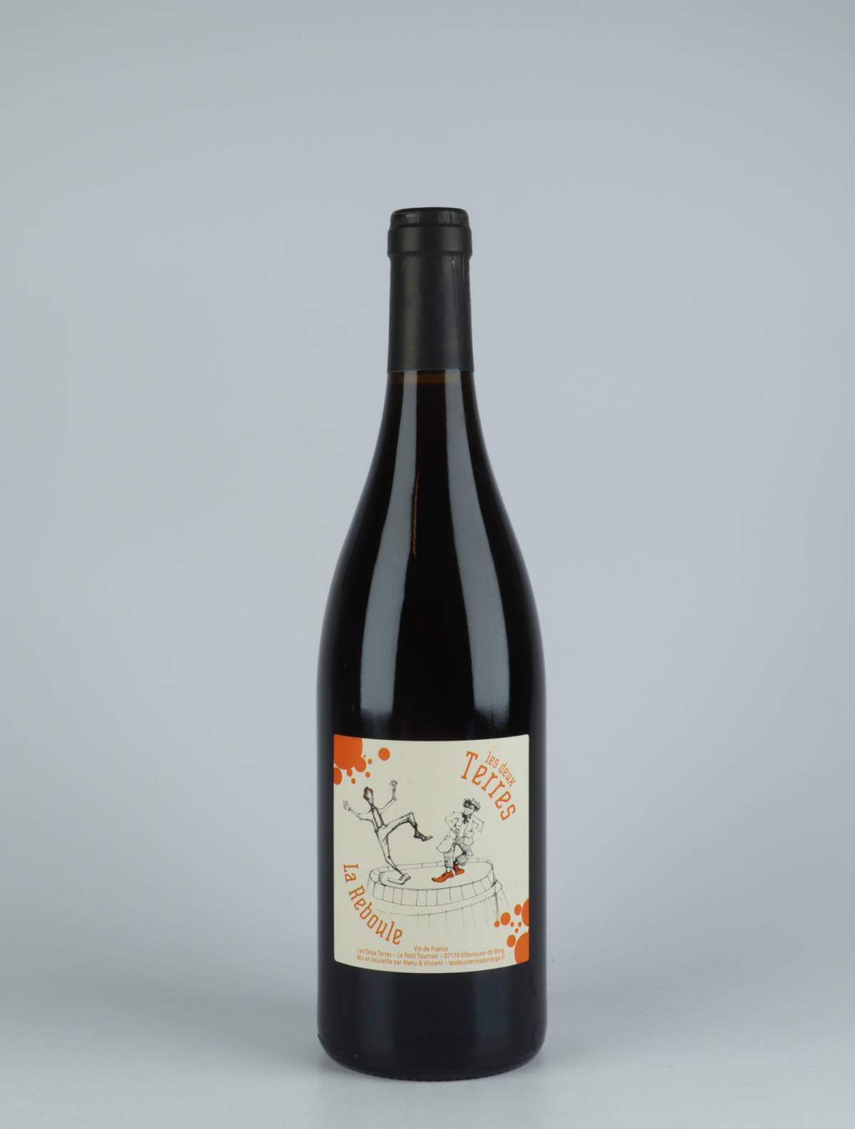 A bottle 2020 Reboule Red wine from Les Deux Terres, Ardèche in France