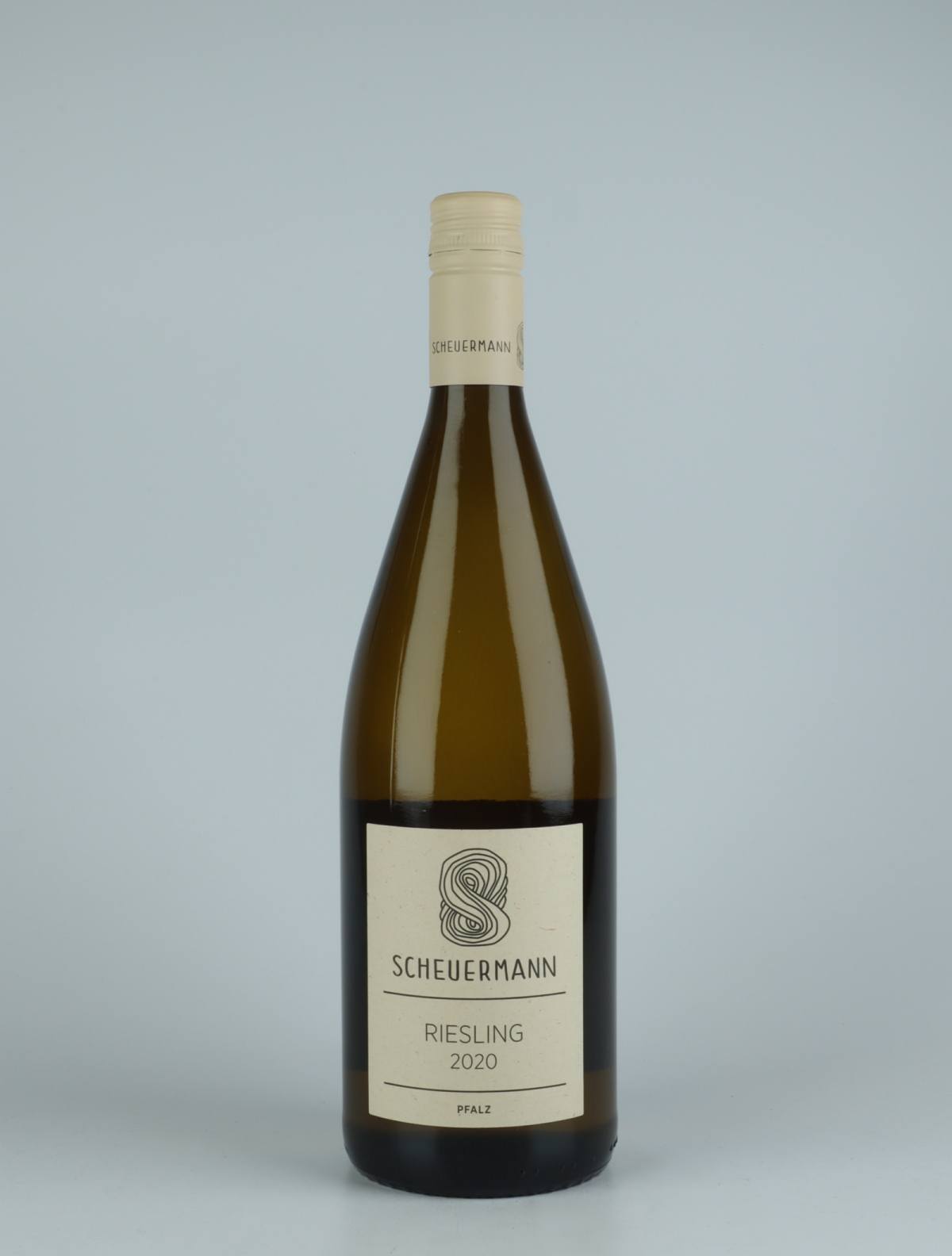 A bottle 2020 Riesling Trocken Liter White wine from Weingut Scheuermann, Pfalz in Germany