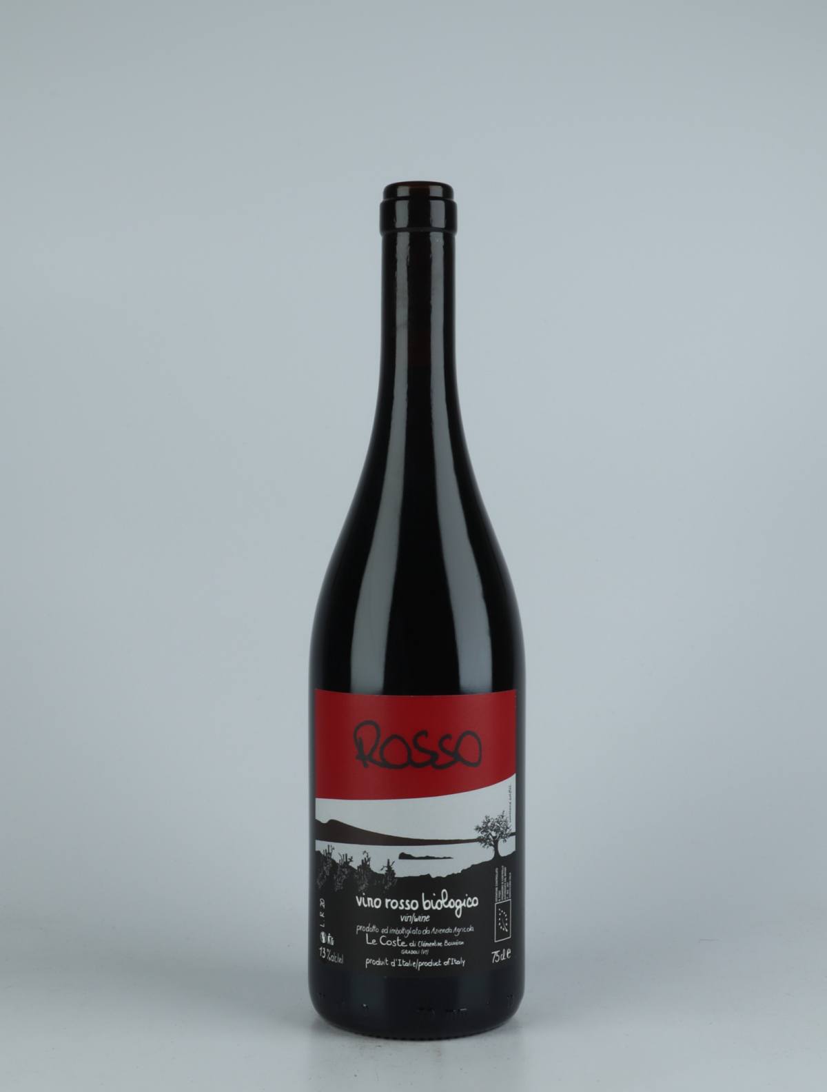 En flaske 2020 Rosso Rødvin fra Le Coste, Lazio i Italien
