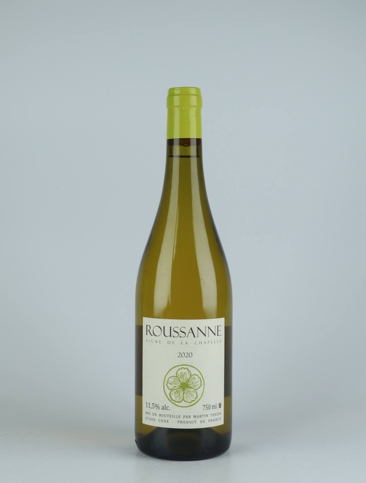 A bottle 2020 Roussanne White wine from Martin Texier, Rhône in France
