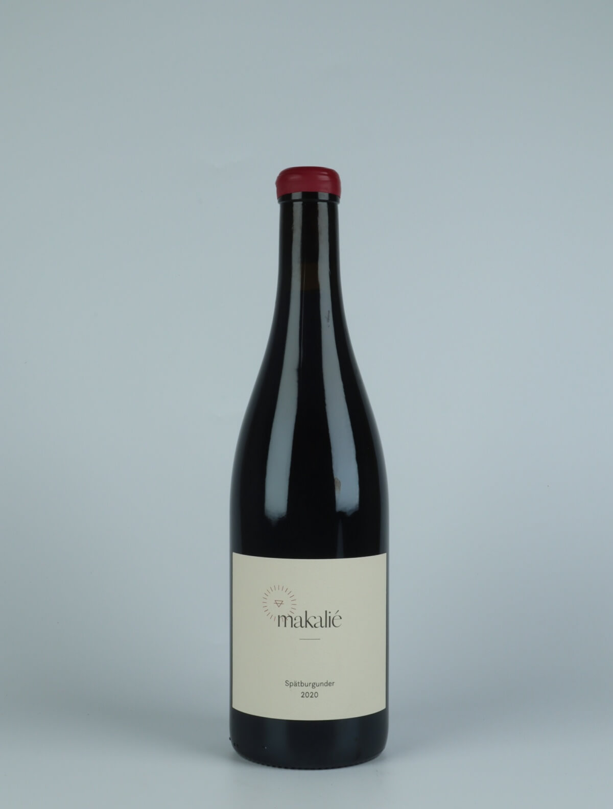 A bottle 2020 Spätburgunder Red wine from Makalié, Baden in Germany