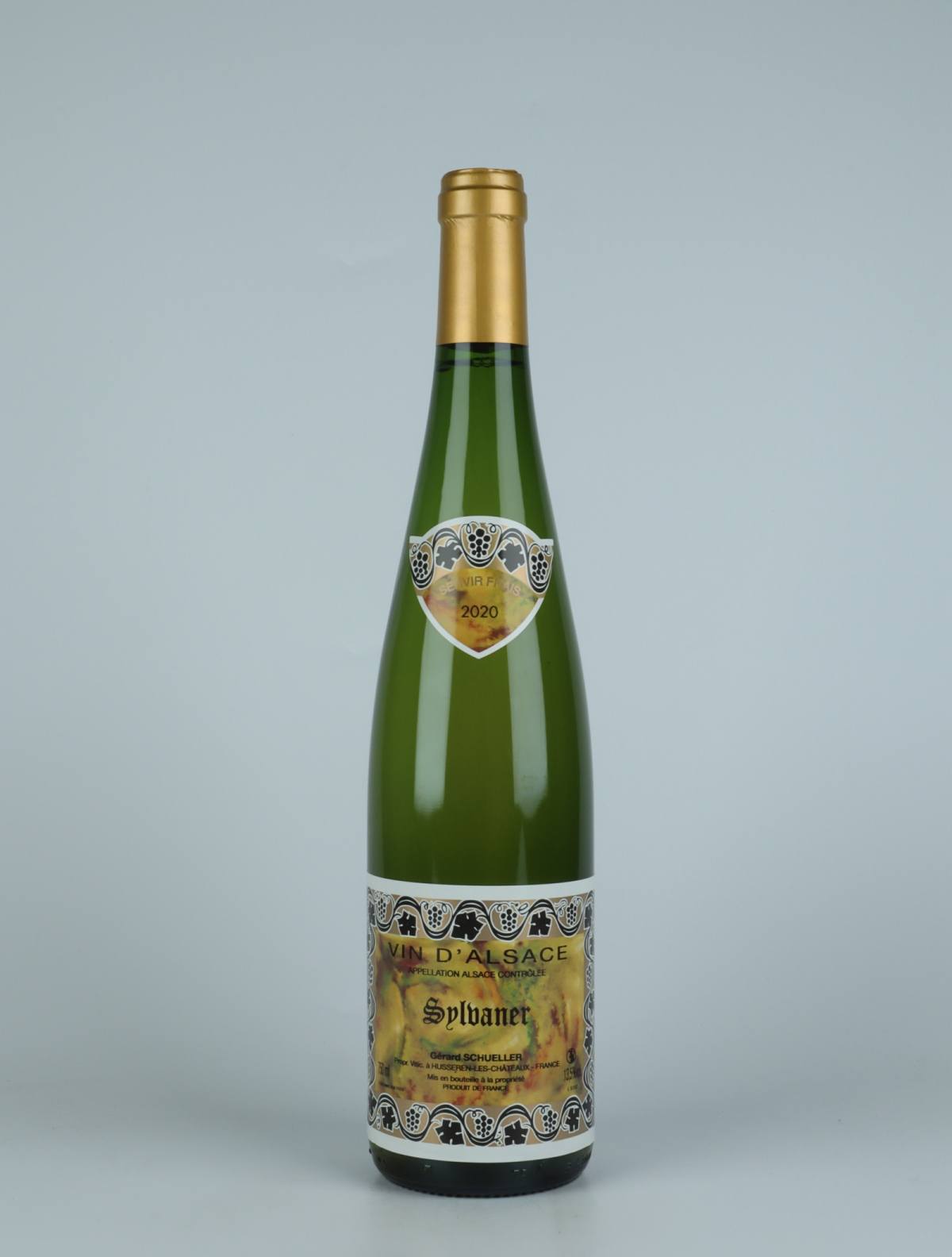 A bottle 2020 Sylvaner White wine from Gérard Schueller, Alsace in France