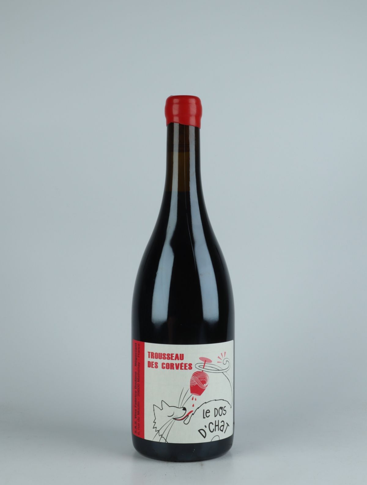 A bottle 2020 Trousseau des Corvées Red wine from Fabrice Dodane, Jura in France