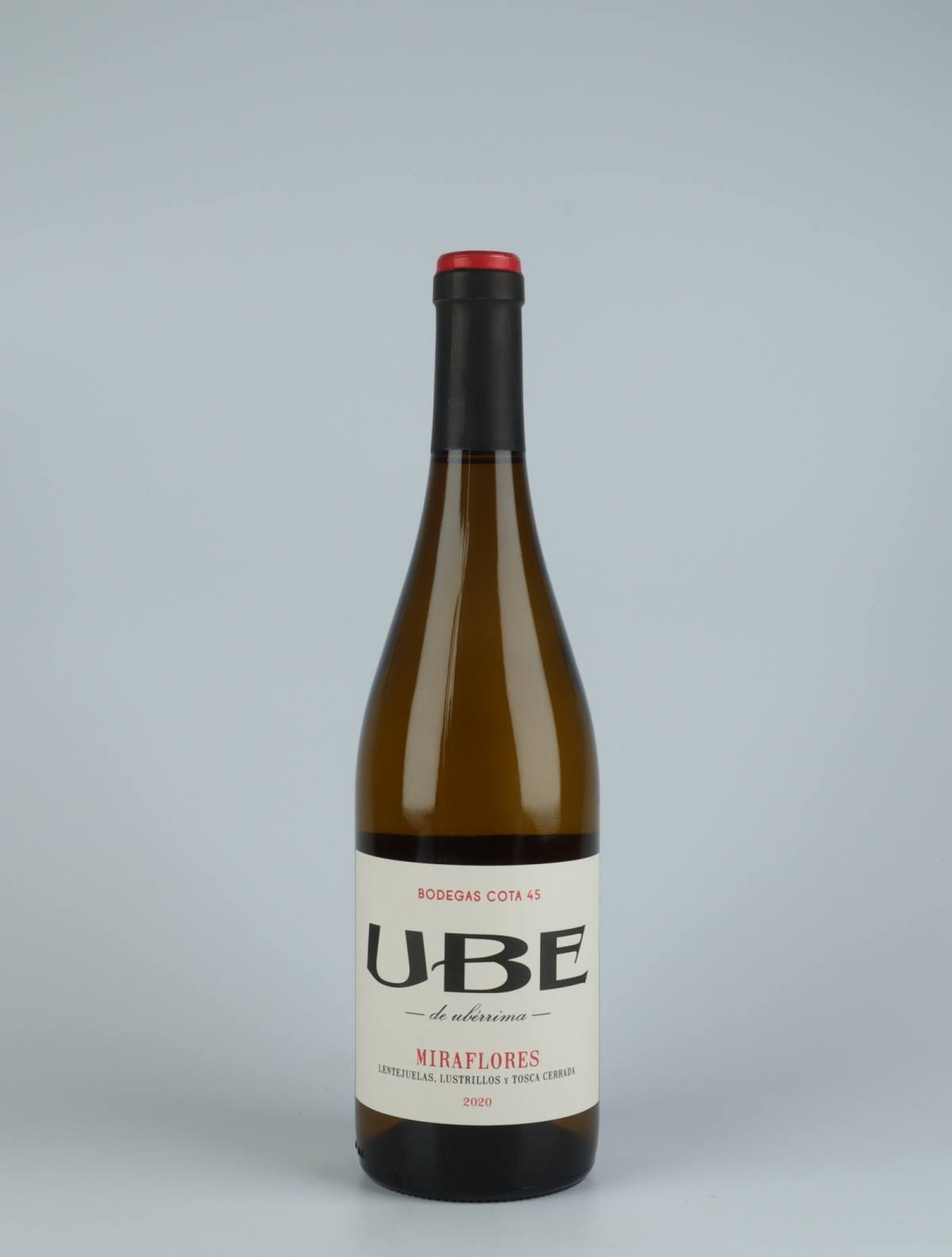A bottle 2020 UBE Miraflores White wine from Bodegas Cota 45, Andalucia in Spain