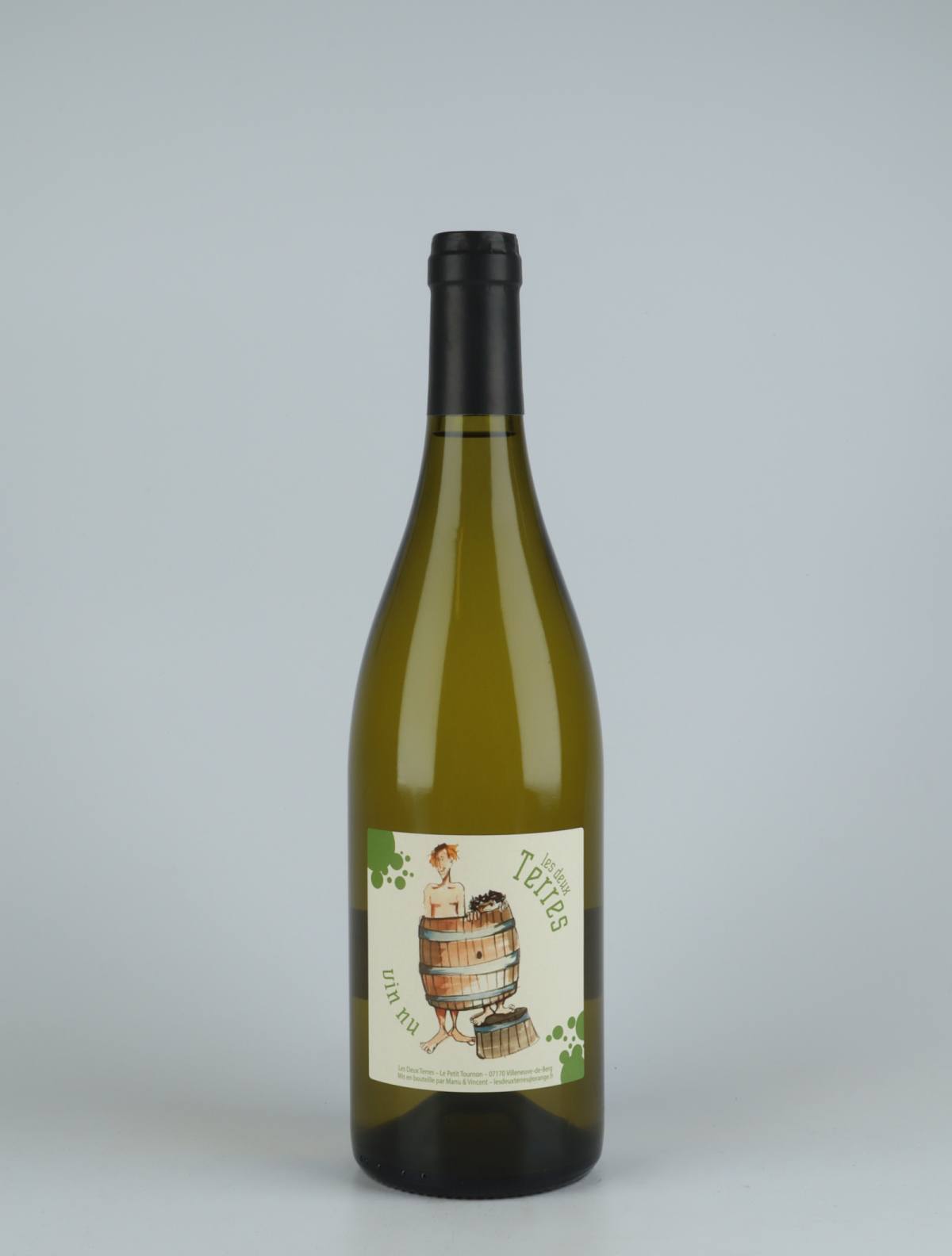 A bottle 2020 Vin Nu Blanc White wine from Les Deux Terres, Ardèche in France
