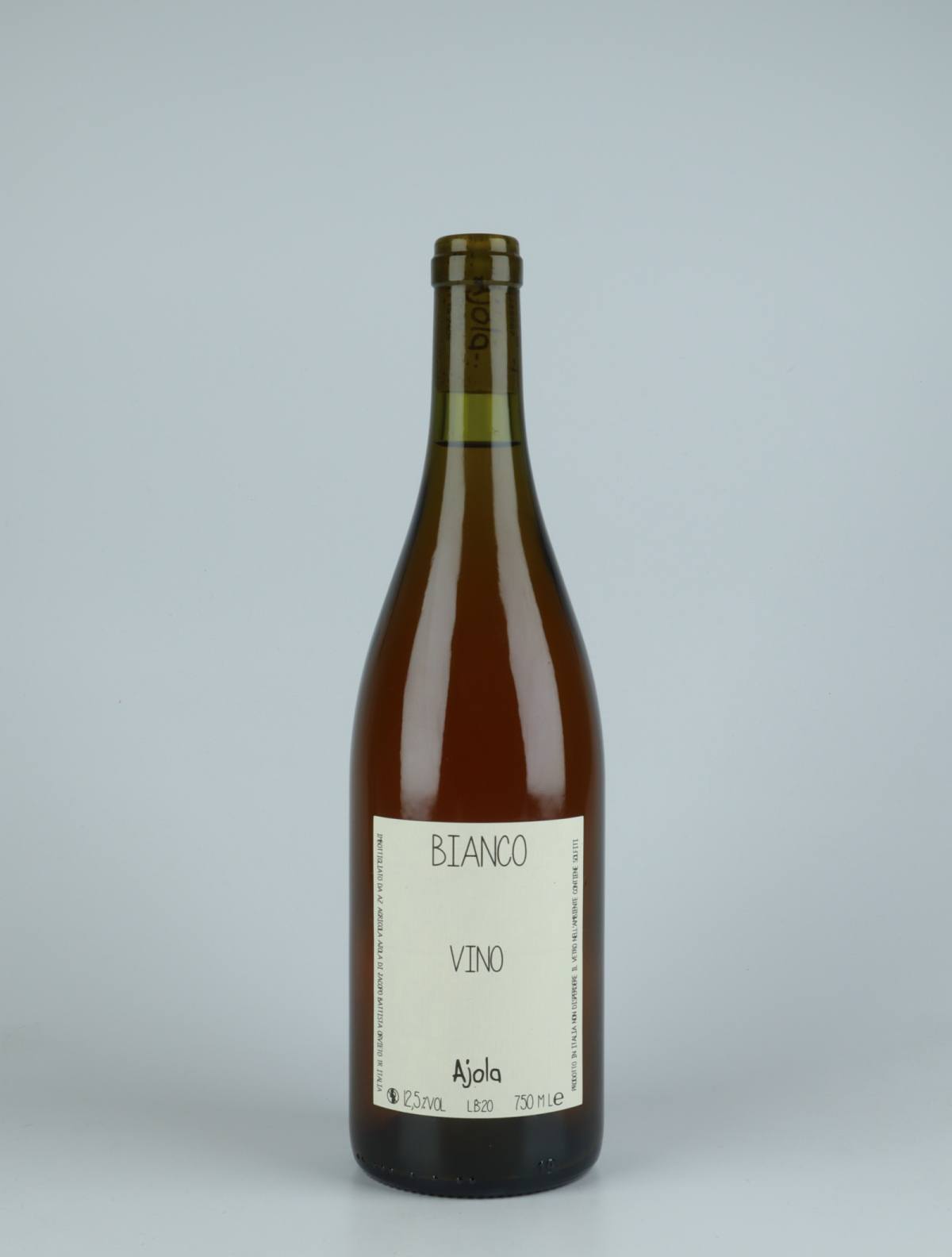 A bottle 2020 Vino Bianco Orange wine from Ajola, Umbria in Italy