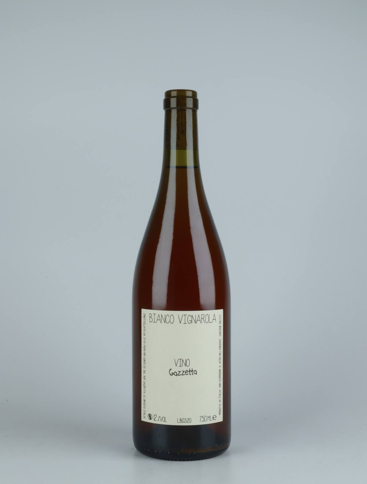 A bottle 2020 Vino Bianco Vignarola Orange wine from Gazzetta, Lazio in Italy