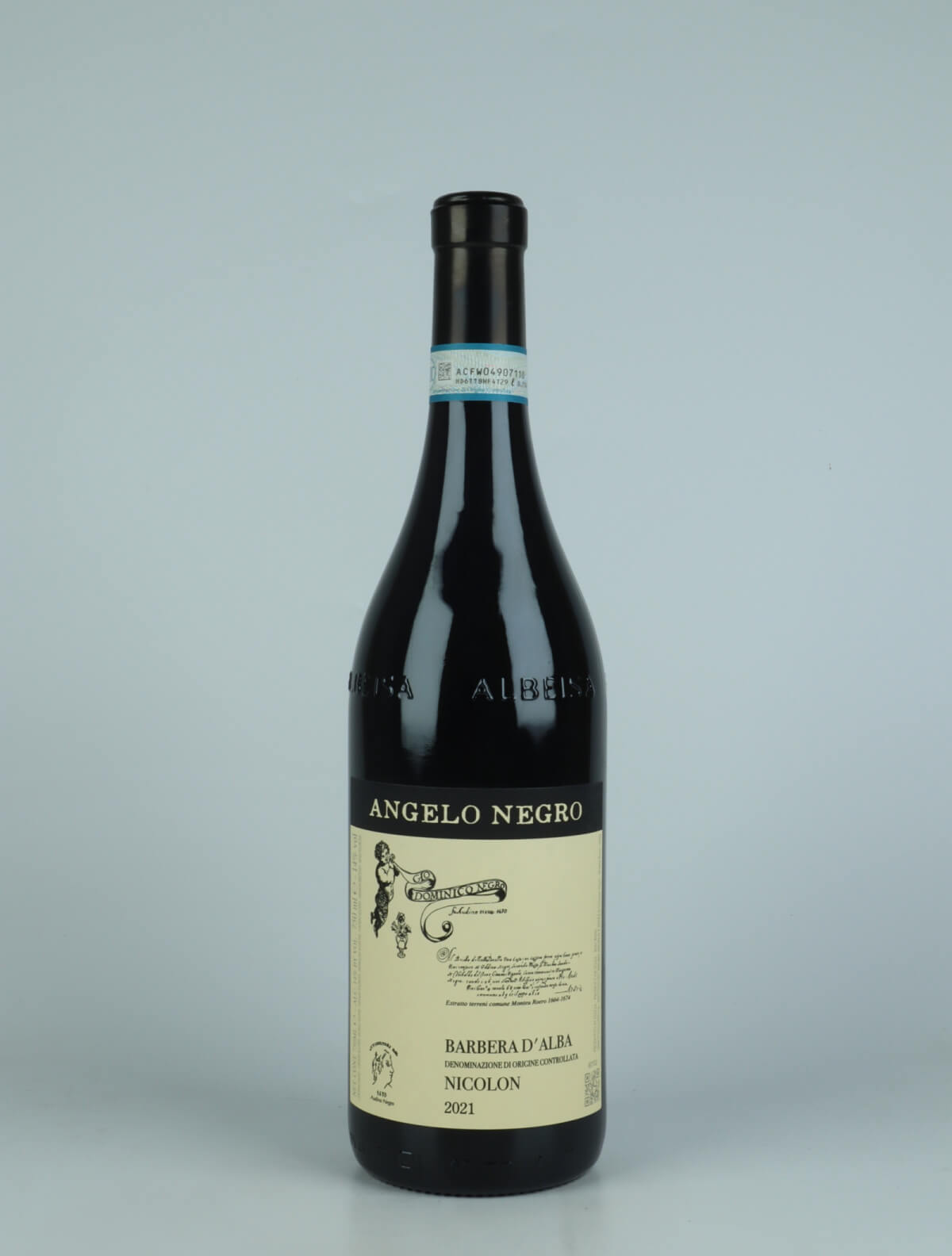 A bottle 2021 Barbera d'Alba - Nicolon Red wine from Angelo Negro, Piedmont in Italy