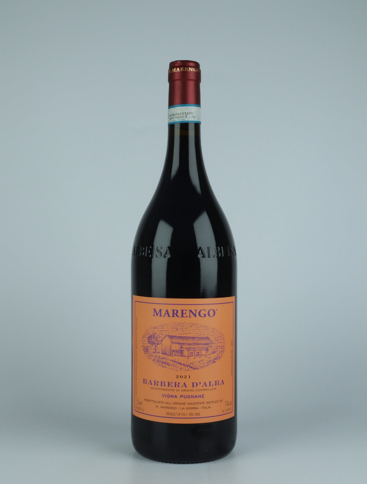 A bottle 2021 Barbera d'Alba - Pugnane Red wine from Mario Marengo, Piedmont in Italy