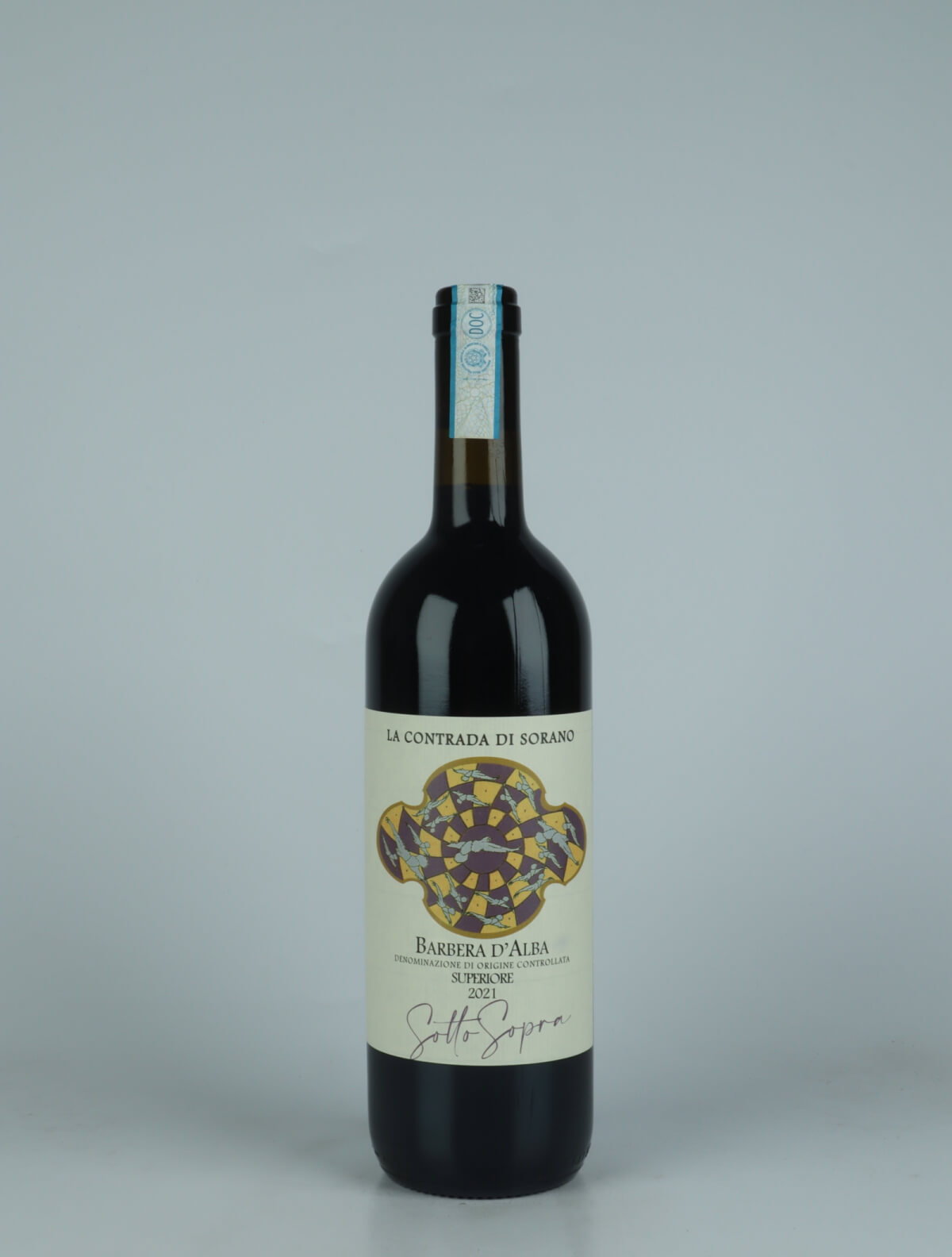 A bottle 2021 Barbera d'Alba Superiore Red wine from La Contrada di Sorano, Piedmont in Italy