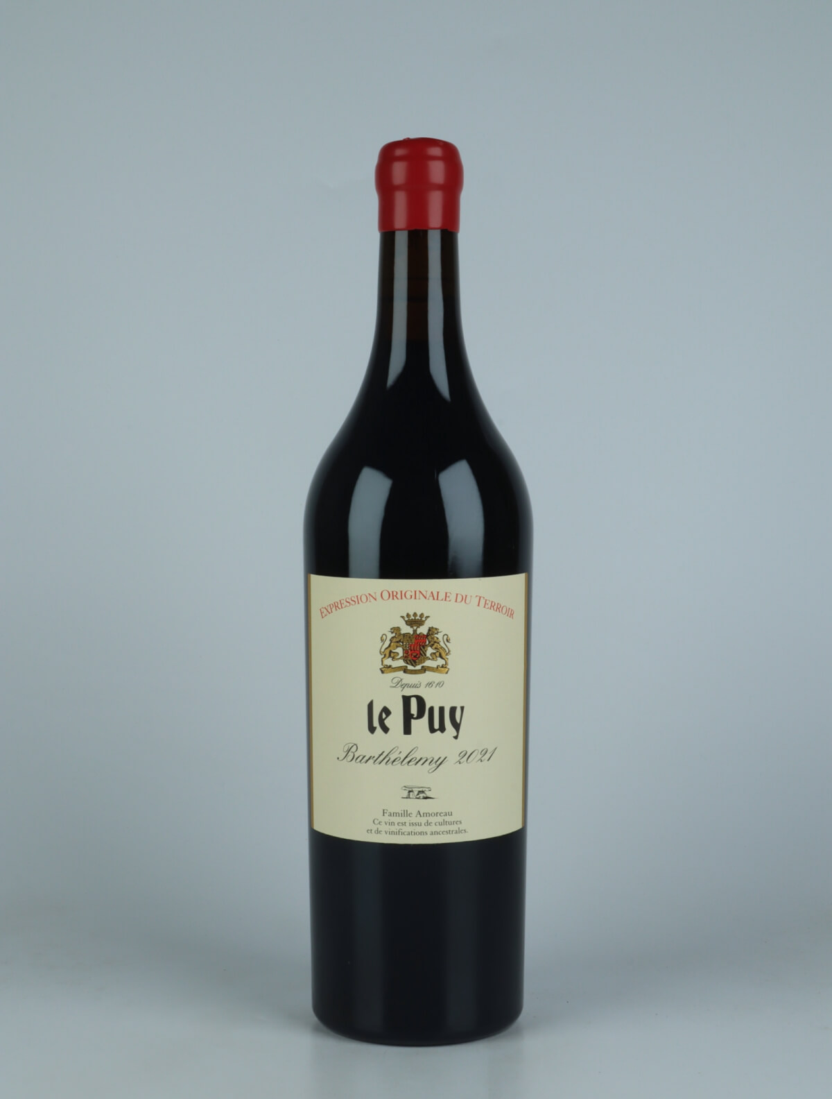 A bottle 2021 Barthélemy Red wine from Château le Puy, Bordeaux in France