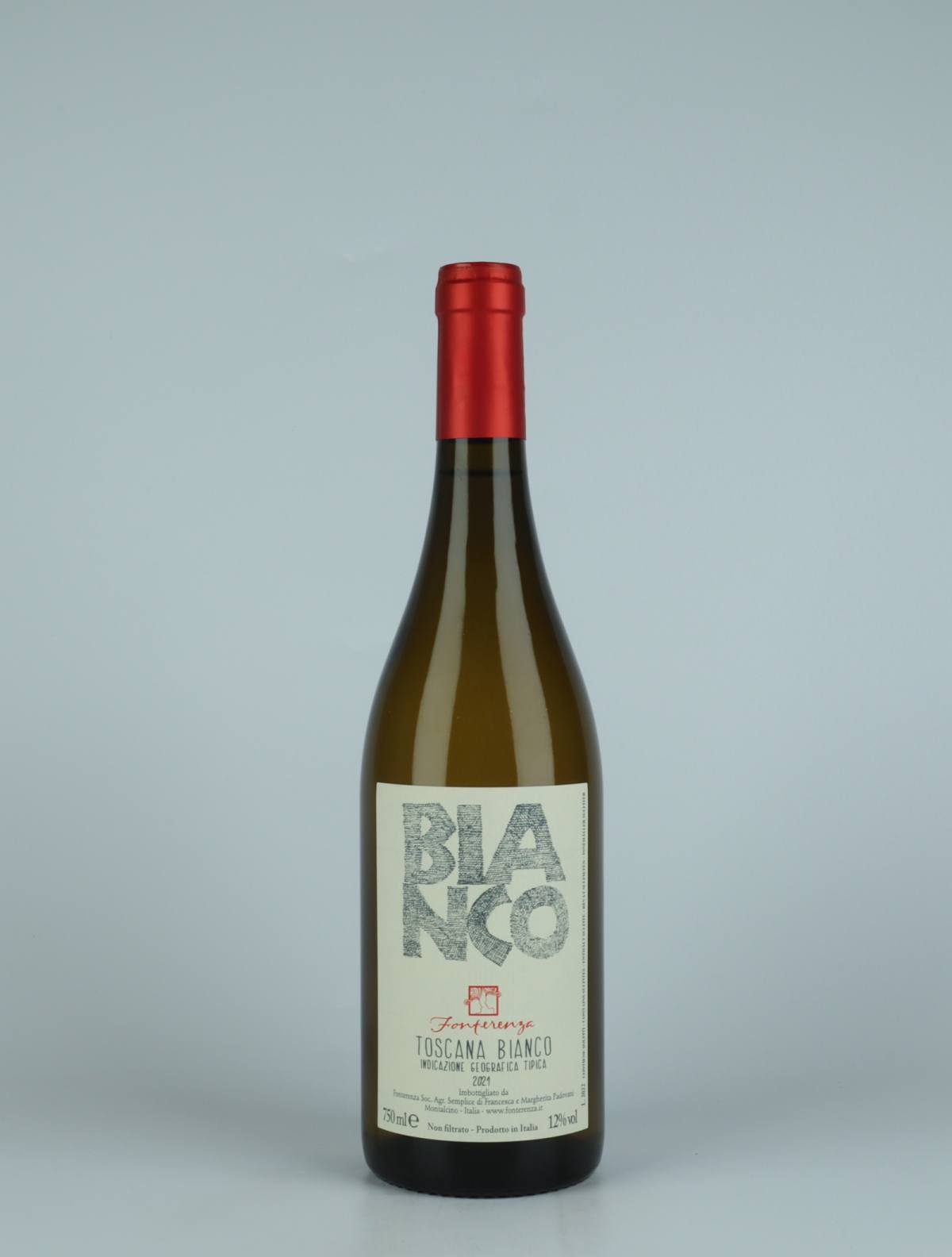 A bottle 2021 Bianco White wine from Fonterenza, Tuscany in Italy
