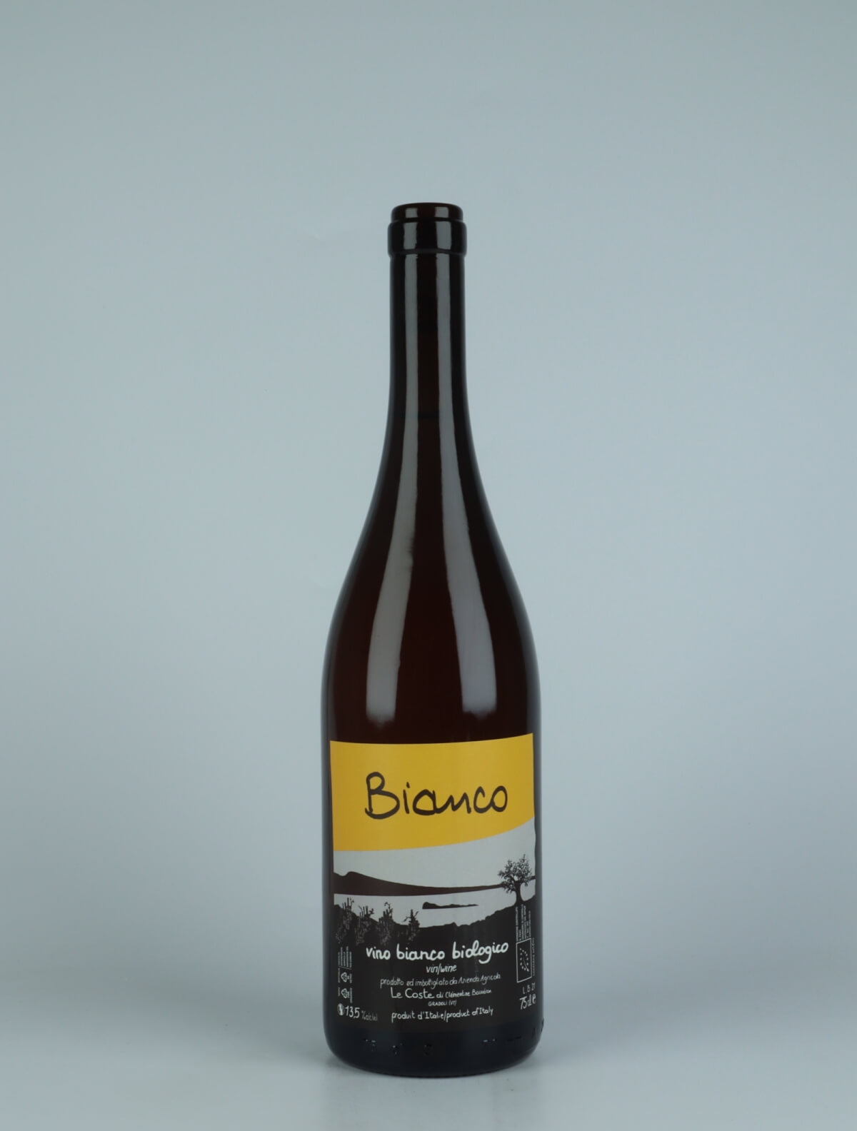 A bottle 2021 Bianco White wine from Le Coste, Lazio in Italy