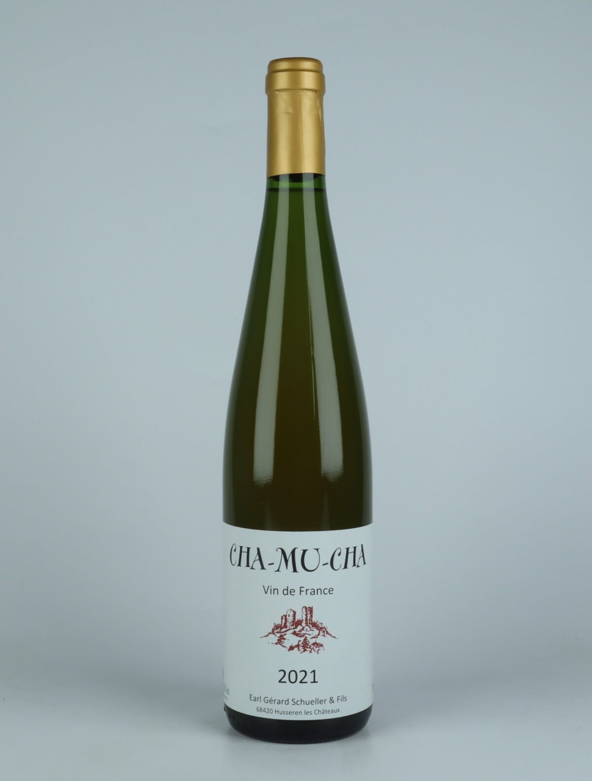 A bottle 2021 CHA-MU-CHA White wine from Gérard Schueller, Alsace in France