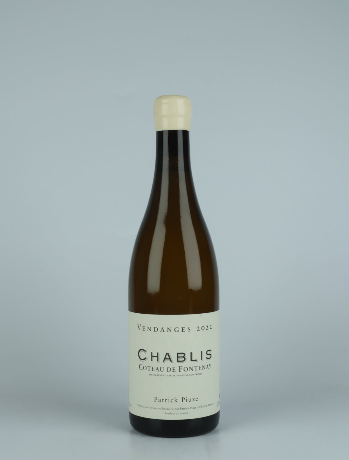A bottle 2022 Chablis - Coteau de Fontenay White wine from Patrick Piuze, Burgundy in France