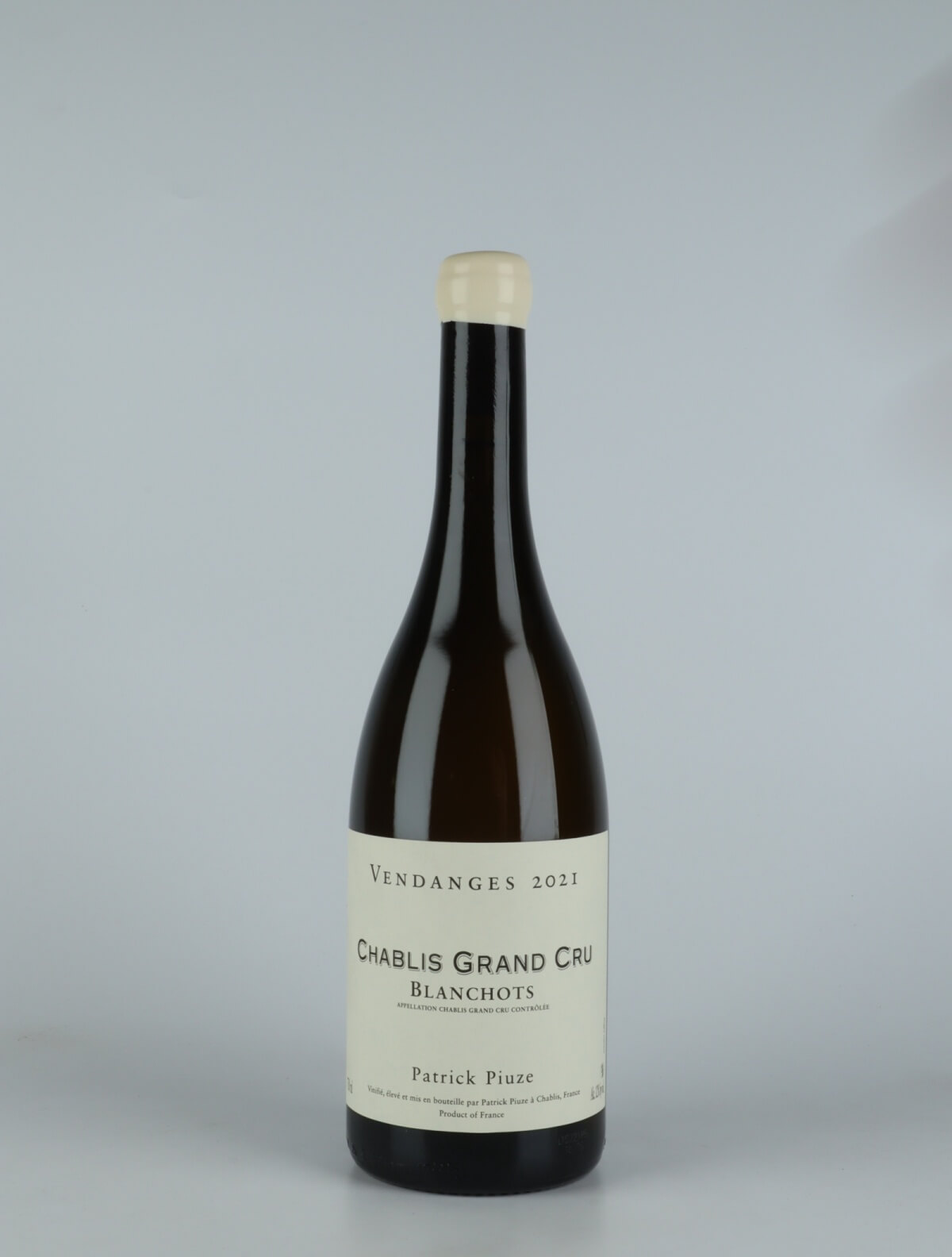 A bottle 2021 Chablis Grand Cru - Blanchots White wine from Patrick Piuze, Burgundy in France