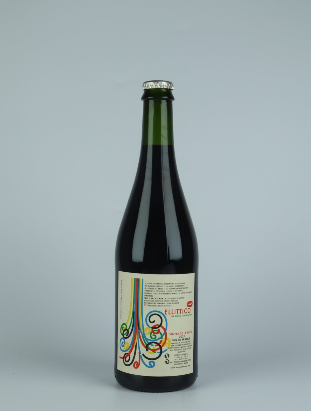 En flaske 2021 Ellittico Rødvin fra Vinyer de la Ruca, Rousillon i Frankrig
