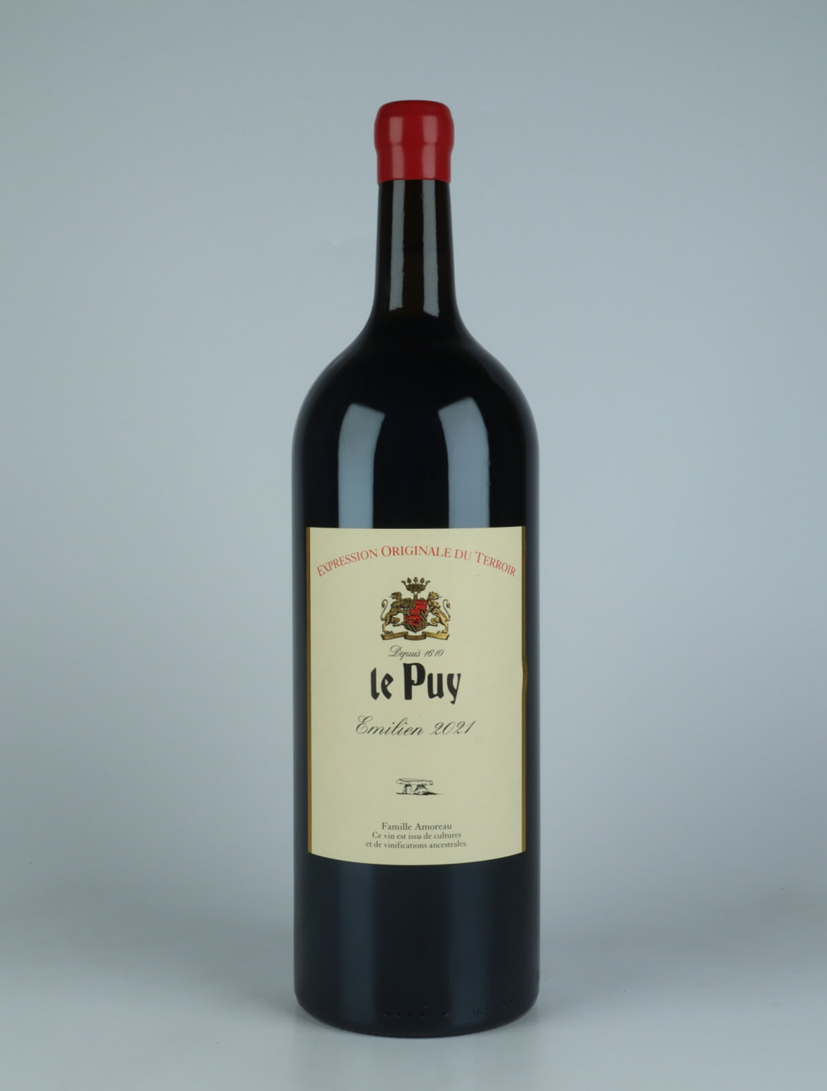 A bottle 2021 Emilien - Magnum Red wine from Château le Puy, Bordeaux in France