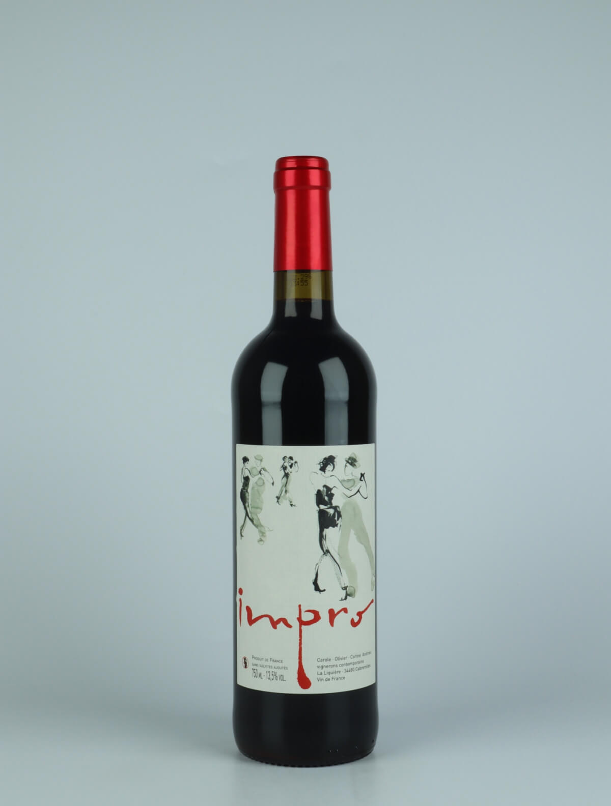 A bottle 2021 Impro Red wine from Clos Fantine, Languedoc in France