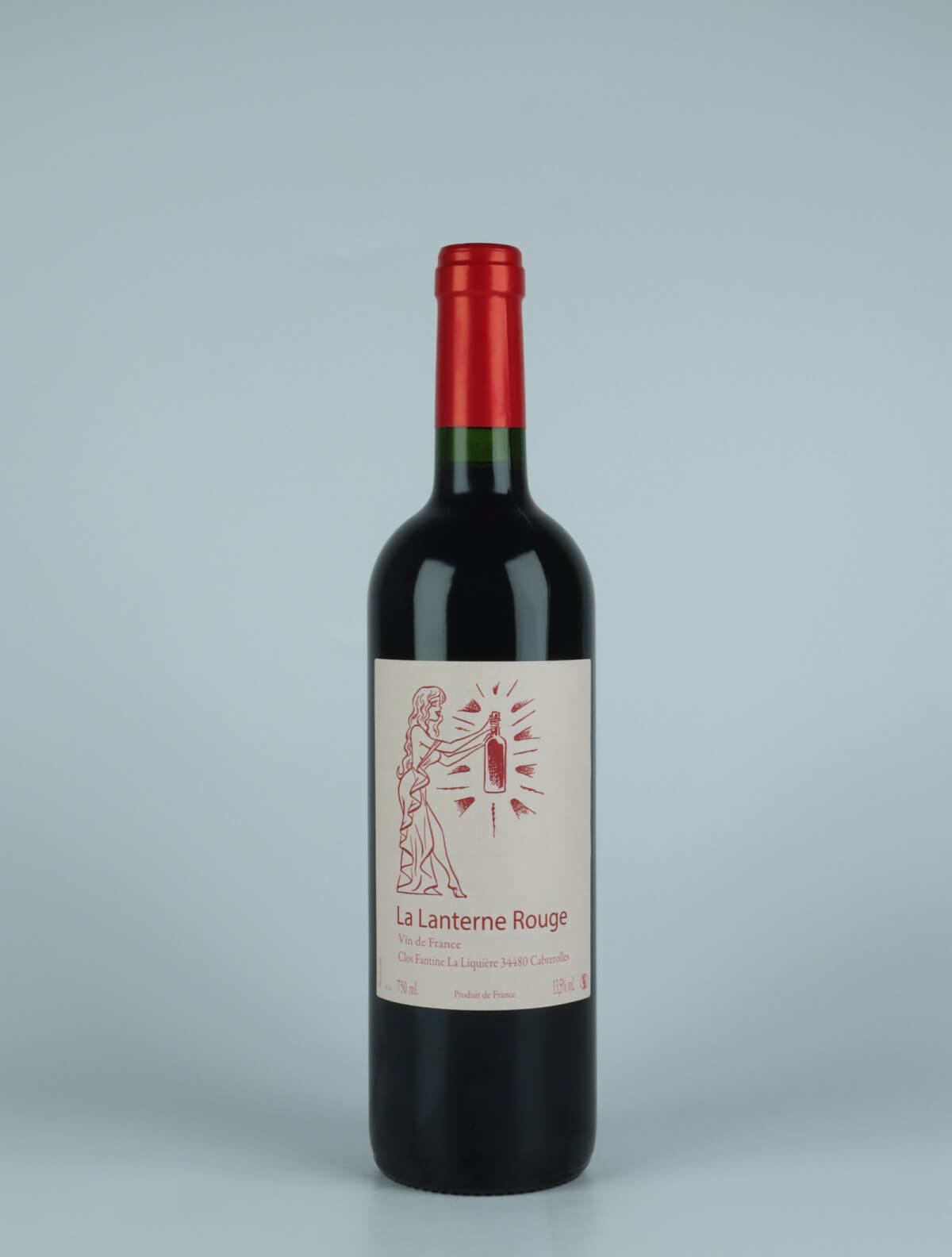 A bottle 2021 La Lanterne Rouge Red wine from Clos Fantine, Languedoc in France