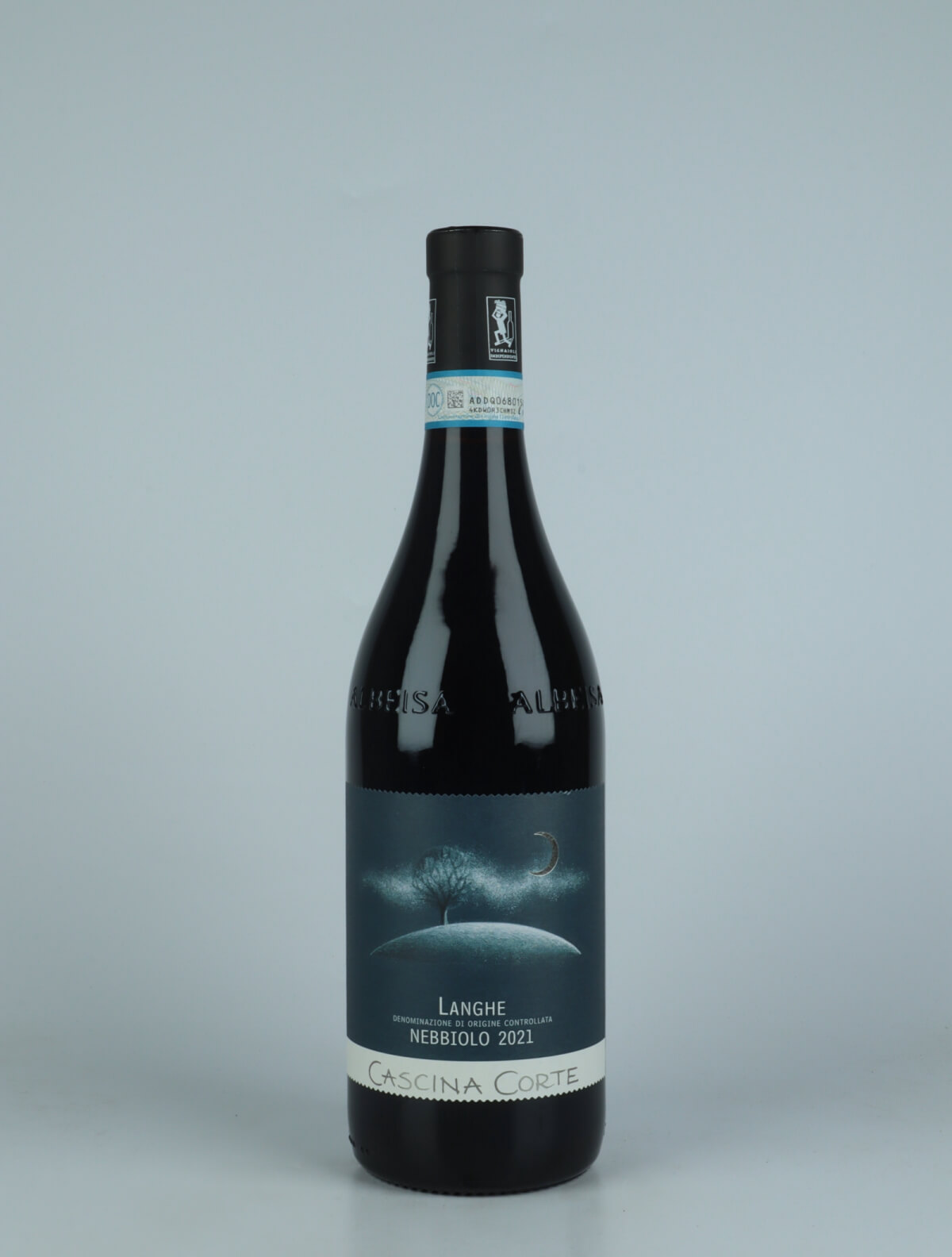 En flaske 2021 Langhe Nebbiolo Rødvin fra Cascina Corte, Piemonte i Italien