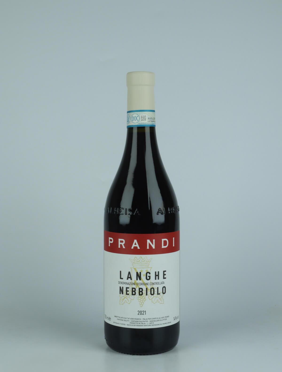 A bottle 2021 Langhe Nebbiolo Red wine from Cristina Prandi, Piedmont in Italy