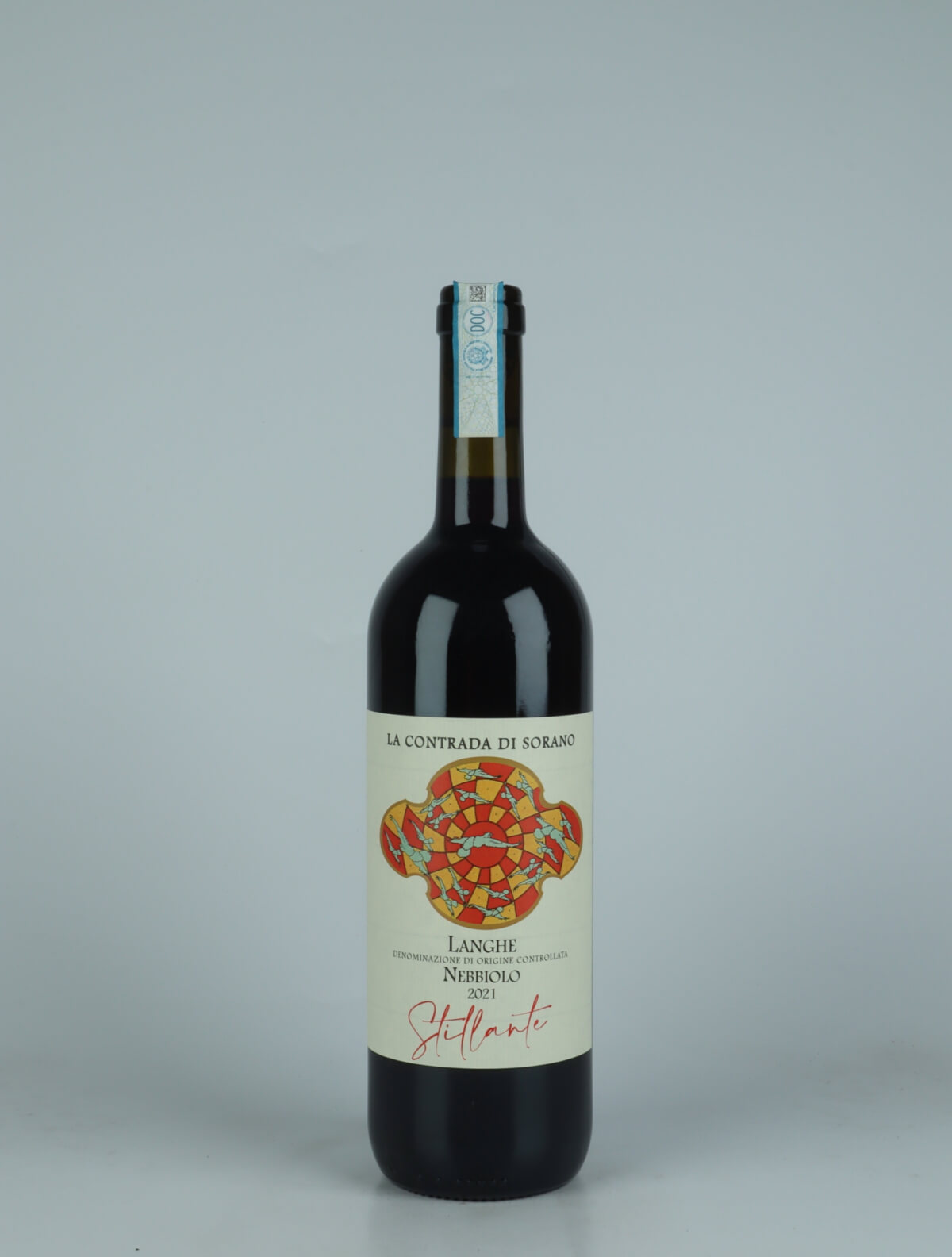 A bottle 2021 Langhe Nebbiolo Red wine from La Contrada di Sorano, Piedmont in Italy