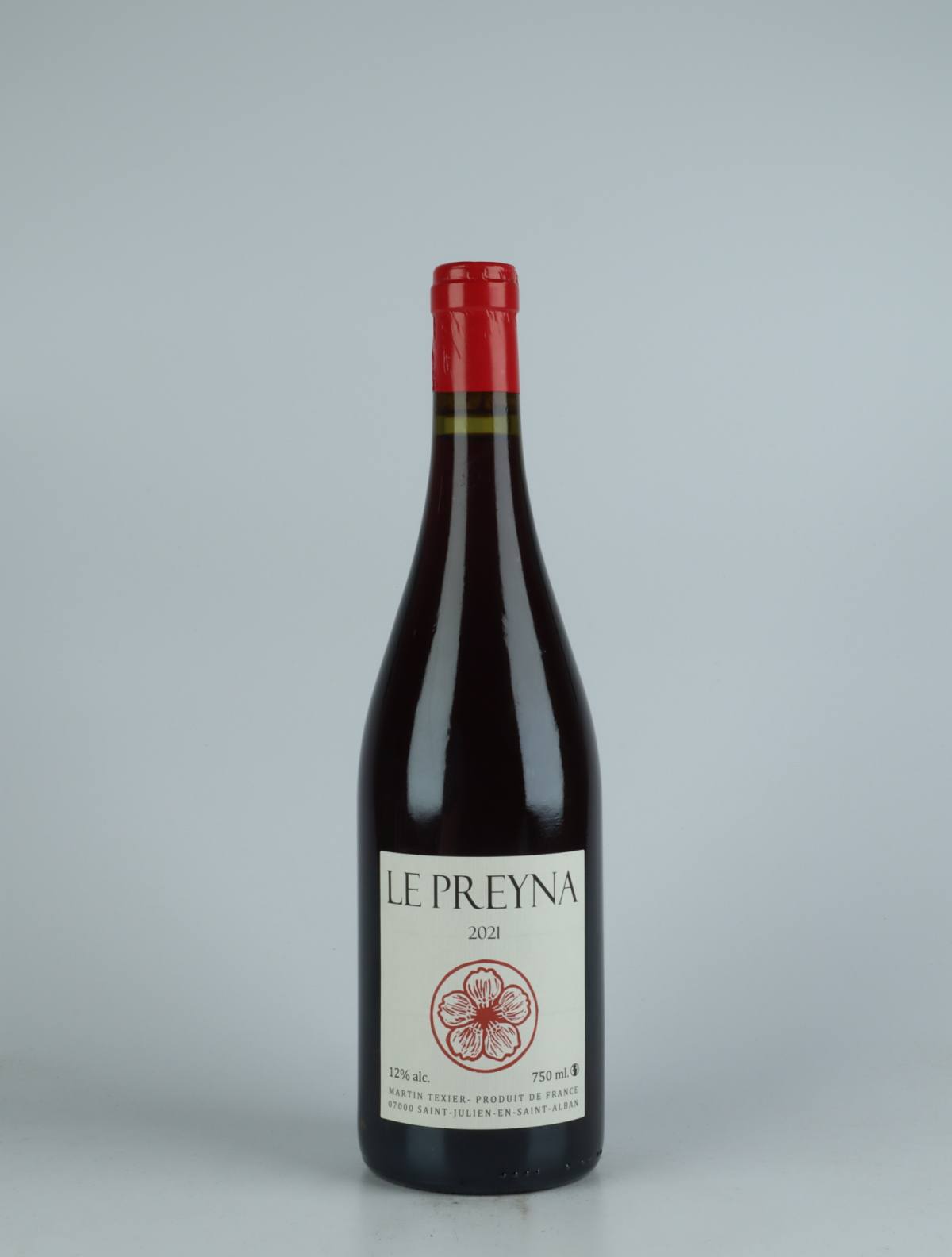 A bottle 2021 Le Preyna Red wine from Martin Texier, Rhône in France