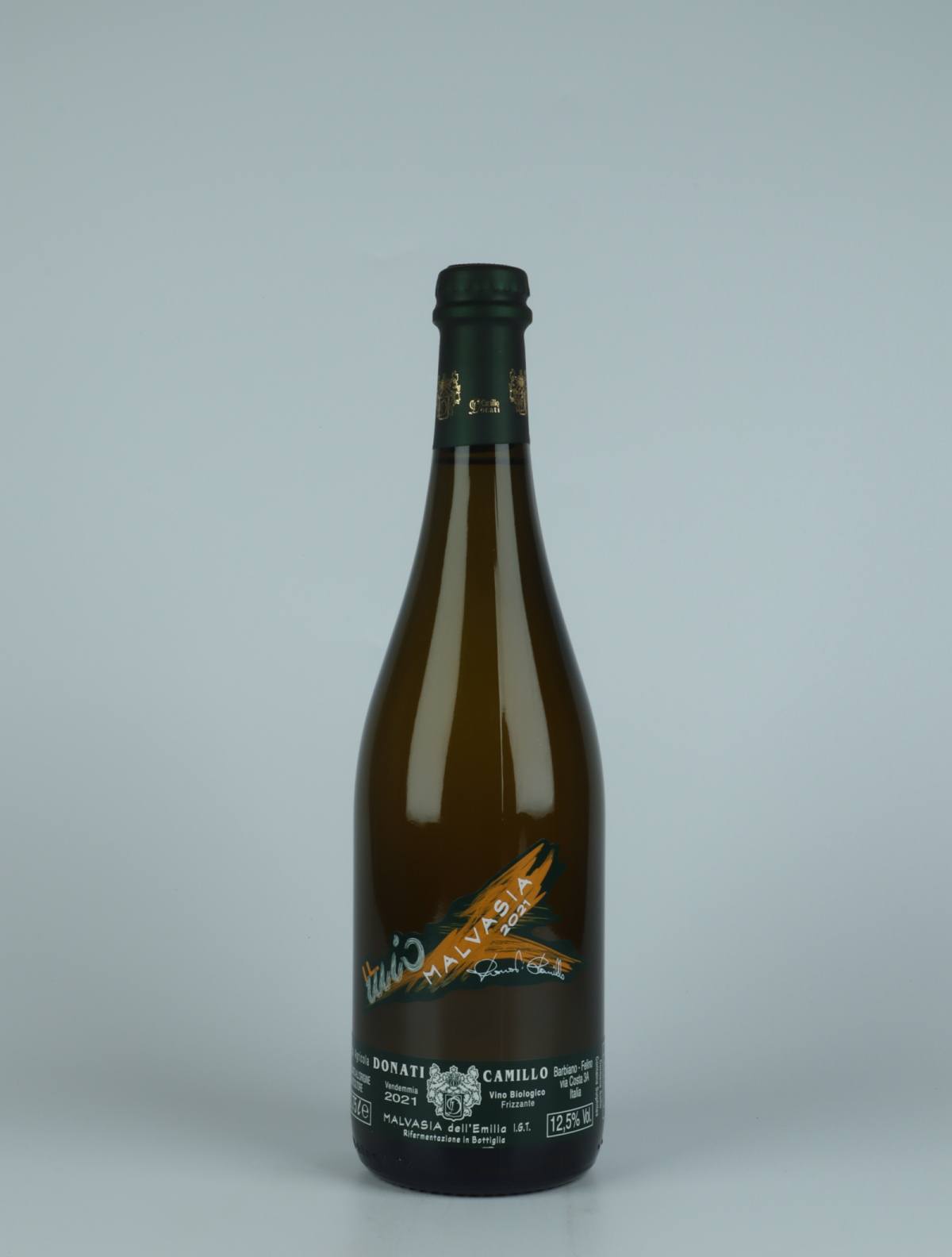 A bottle 2021 Malvasia Frizzante Sparkling from Camillo Donati, Emilia-Romagna in Italy