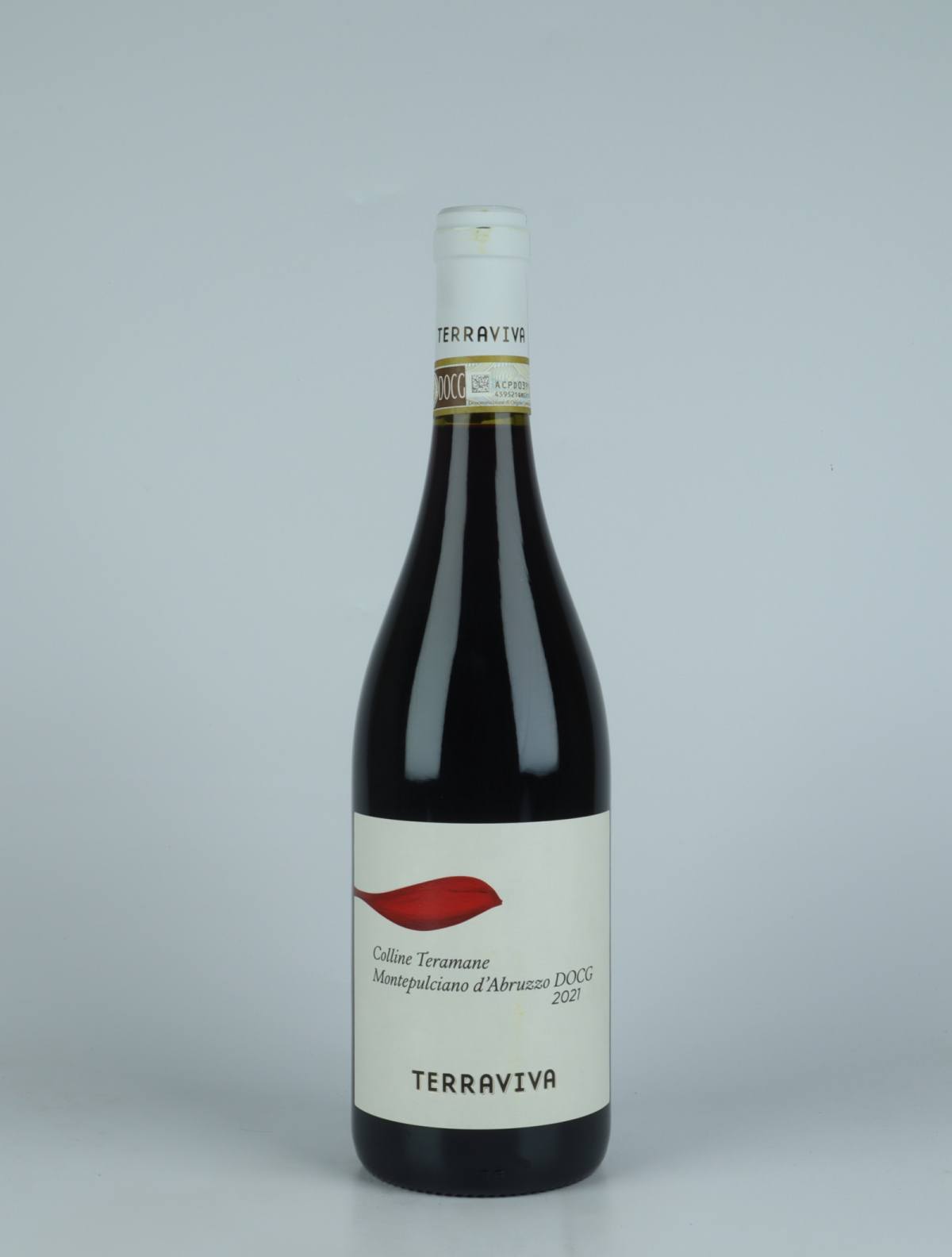 A bottle 2021 Montepulciano d'Abruzzo Red wine from Tenuta Terraviva, Abruzzo in Italy