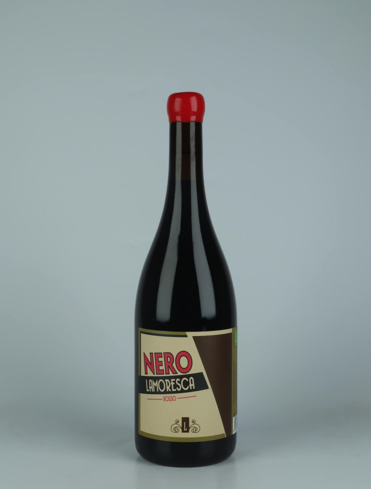 A bottle 2021 Nero Red wine from Lamoresca, Sicily in Italy