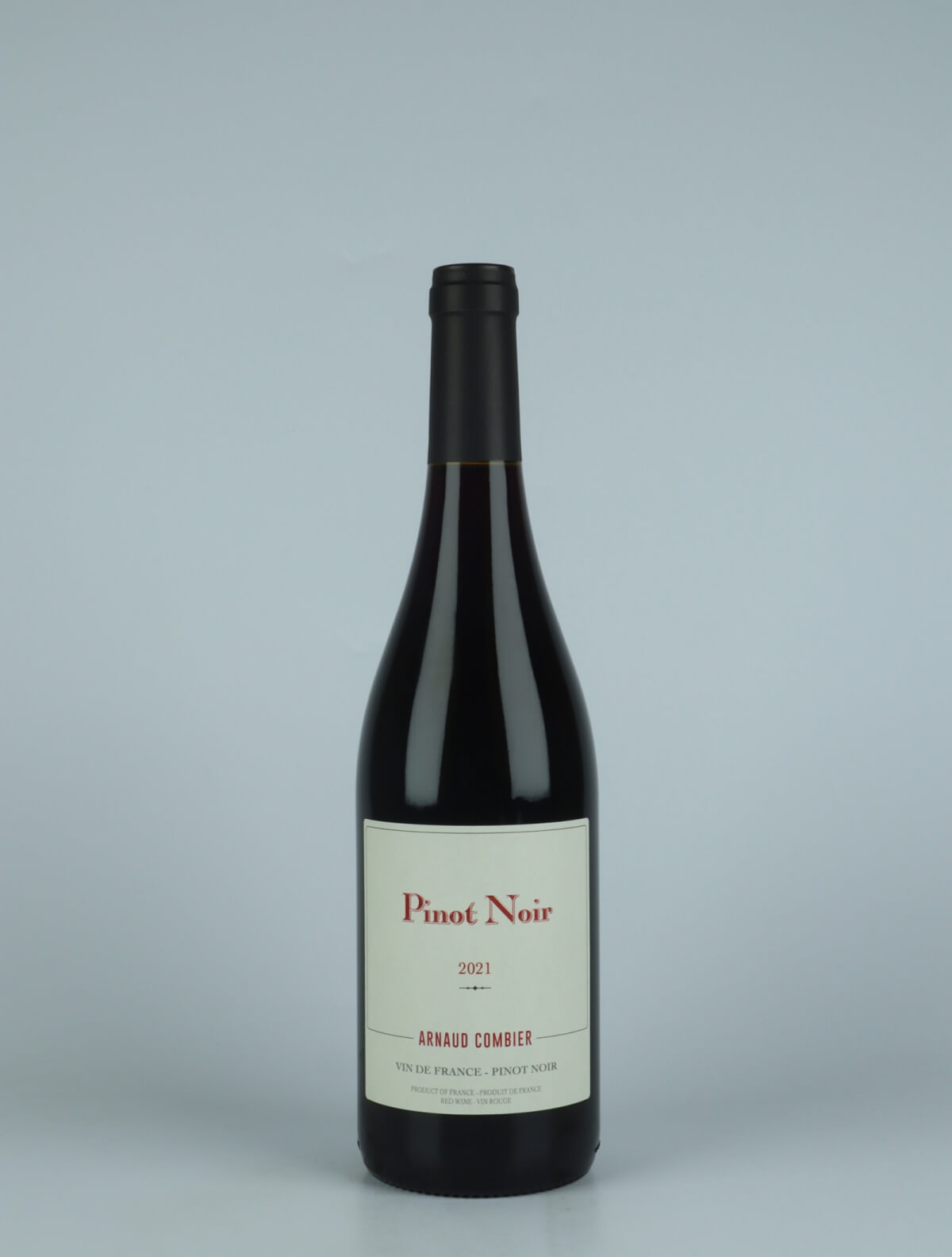 A bottle 2021 Pinot Noir Red wine from Arnaud Combier, Beaujolais in France