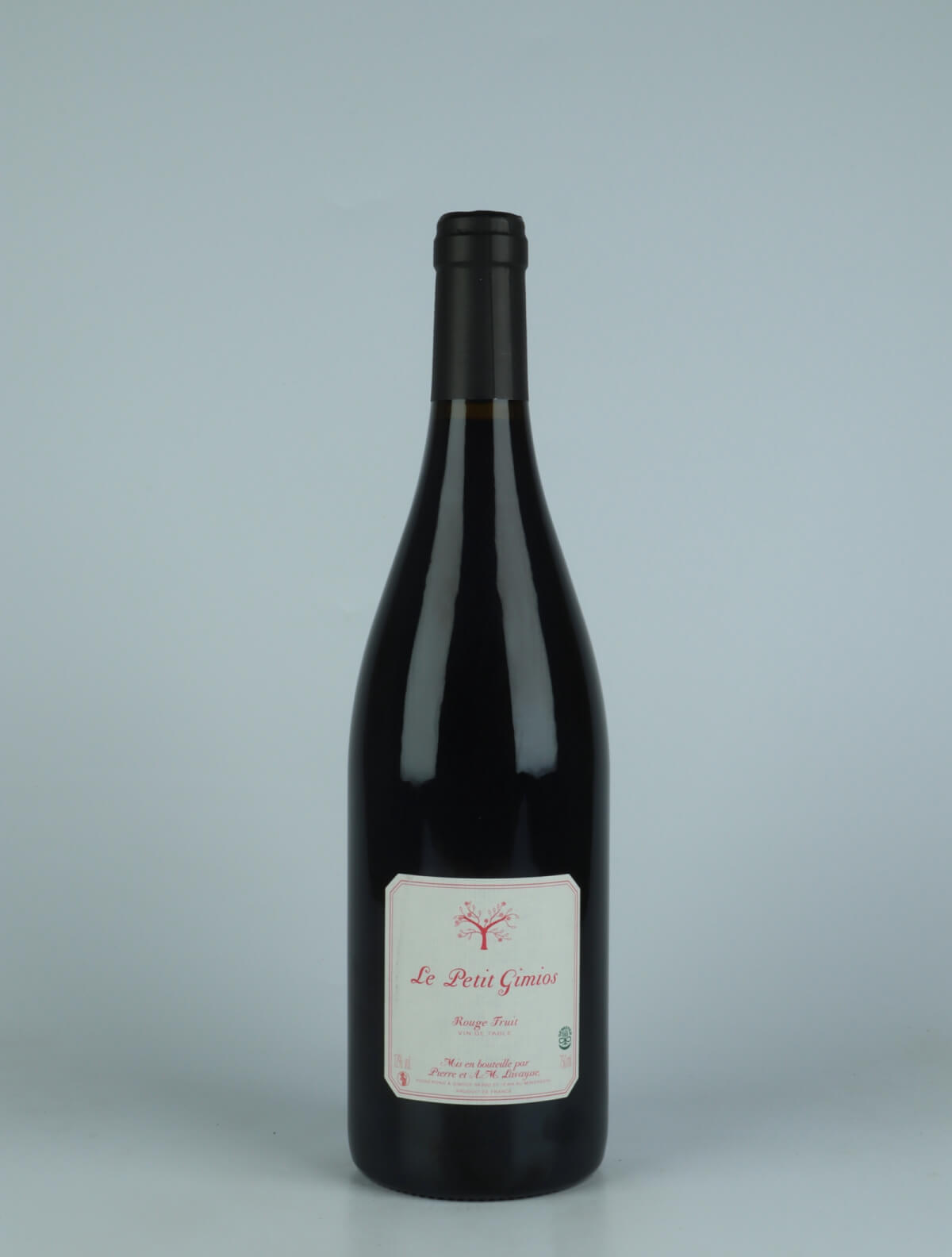 A bottle 2021 Rouge Fruit Red wine from Le Petit Domaine de Gimios, Rousillon in France