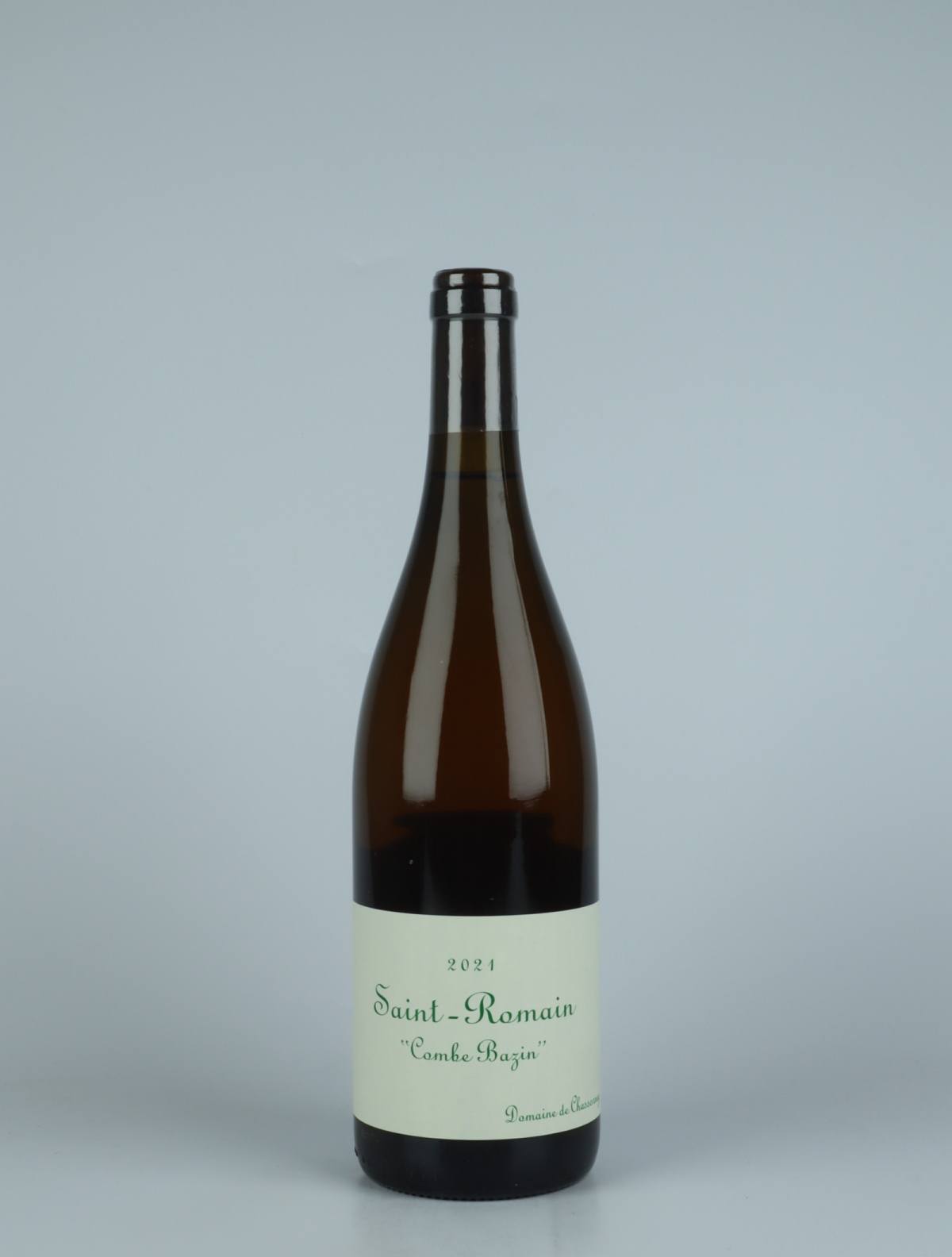 En flaske 2021 Saint Romain Blanc - Combe Bazin Hvidvin fra Domaine de Chassorney, Bourgogne i Frankrig