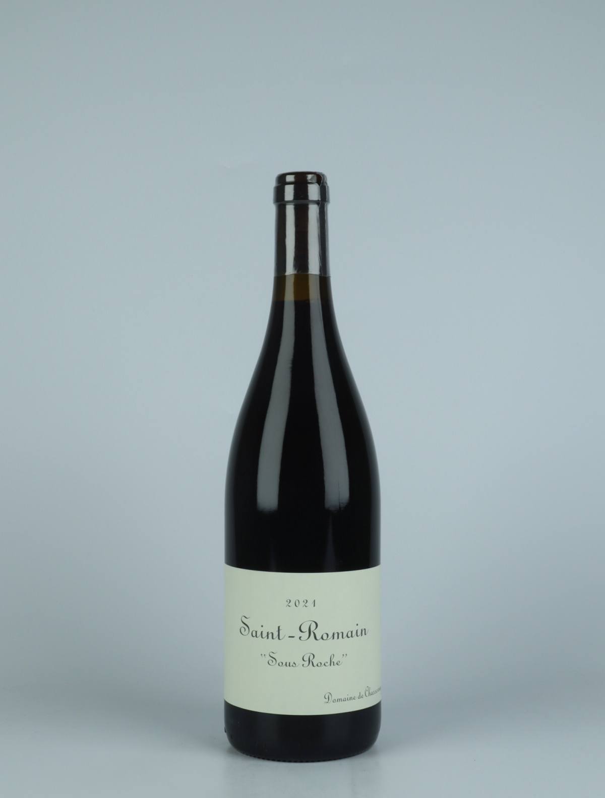 A bottle 2021 Saint Romain Rouge - Sous Roche Red wine from Domaine de Chassorney, Burgundy in France